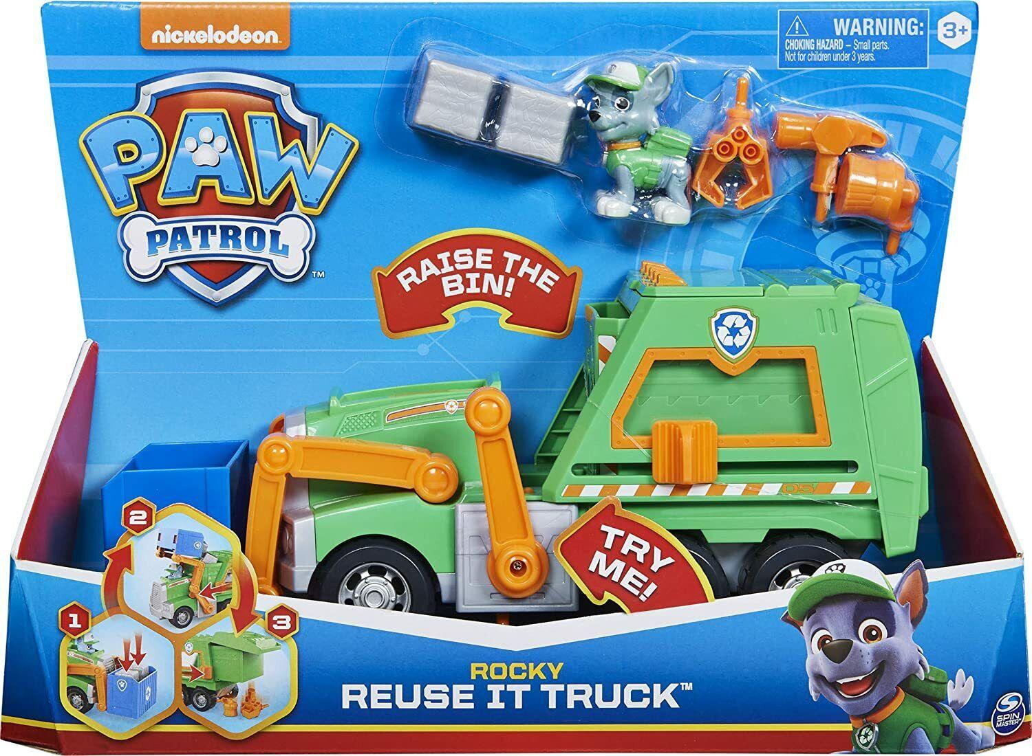 Paw Patrol Rocky Reuse It Deluxe Truck 3+ Toy Pup Recycling Garbage Dumpster Fun