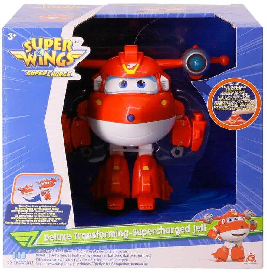 Super Wings 6 Inch Deluxe Transforming Super Charged Jett Donnie Airplane Toys Jett.