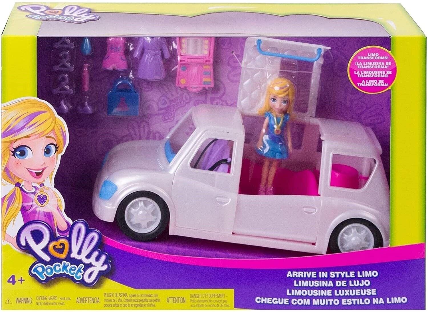 Polly Pocket Arrive in Style Limo Car with 3-inch Polly Doll Ages 4+ Toy Play
