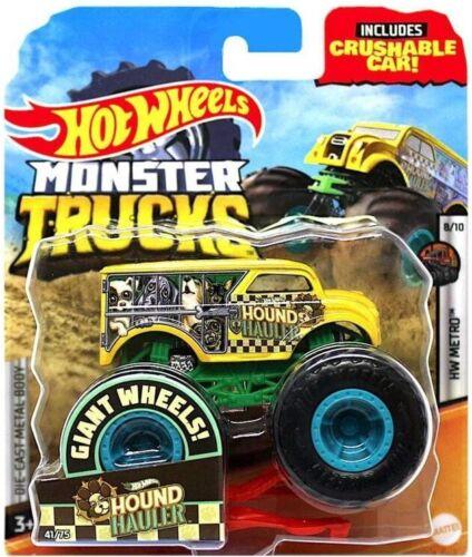 Hot Wheels Monster Hound Hauler Jam Truck with Crushable Car 1:64 Scale for ages 3+