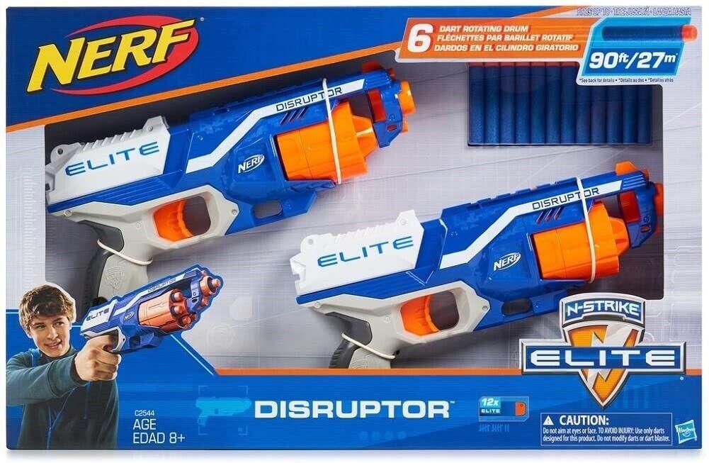 Nerf N-Strike Elite Disruptor Blasters 2 Pack Ages 8+ Toy Gun Fire 6 Darts Gift