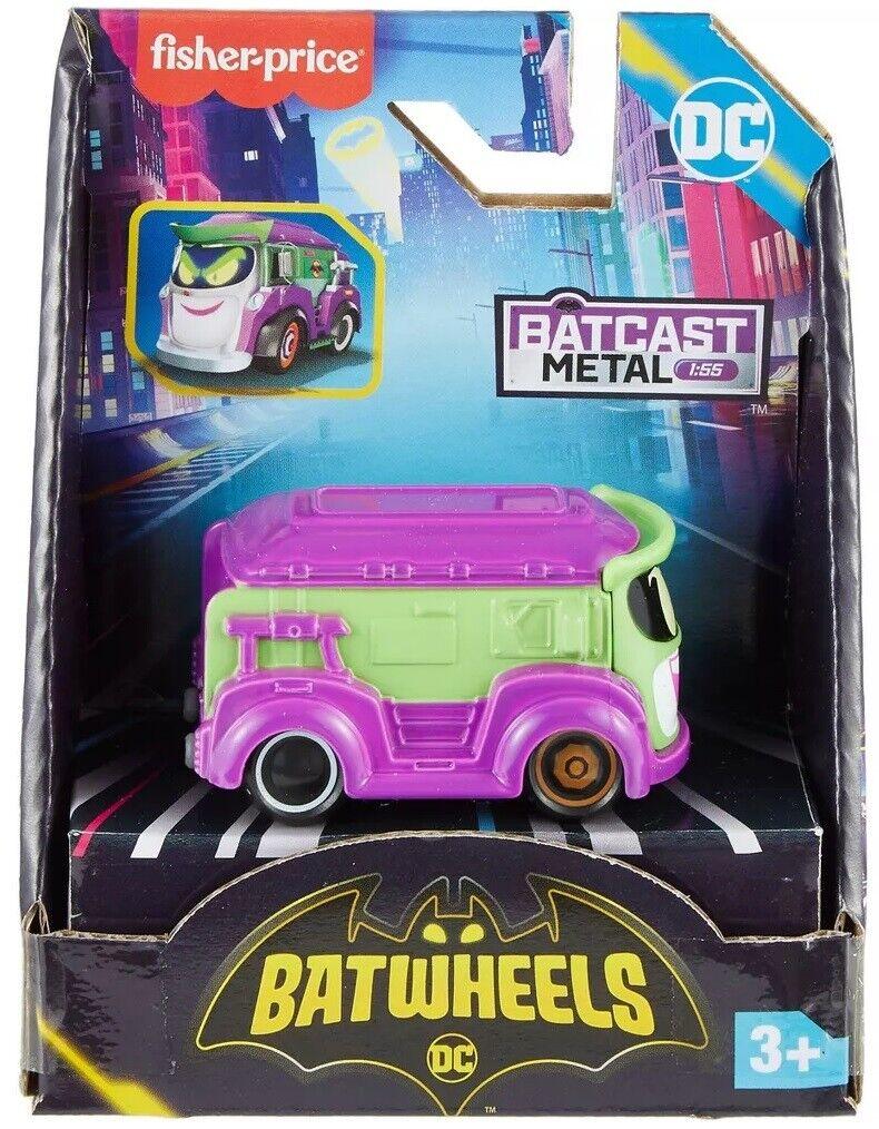 Fisher-Price DC Batwheels Metal Diecast 1:55 Scale Prank The Joker Van Cars Batcave Batman
