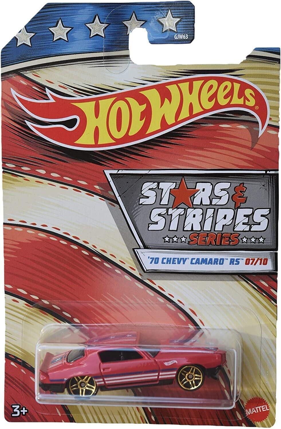 Hot Wheels 1:64 Antique Stars & Stripes 3+ Toy- 1970 Chevy Camaro RS car-History Plymouth Camaro