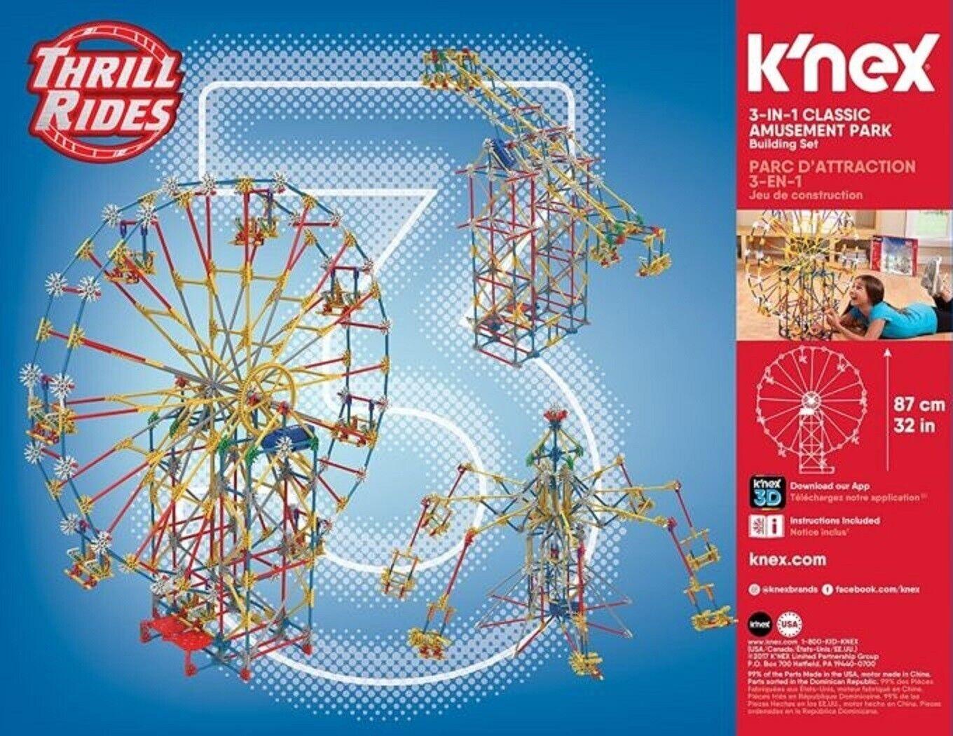 KNEX -3-in-1 Classic Amusement Park Construction Set Ages 9+ New Toy Build Play