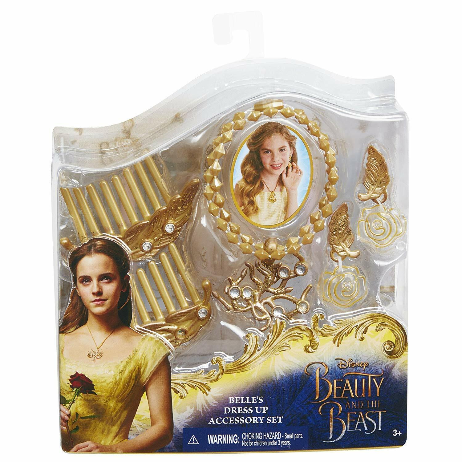 Disney Beauty and Beast Belle Dress Up Set Ages 3+ Necklace Jewelry Play Doll
