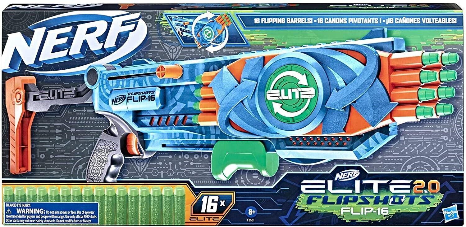 NERF Elite 2.0 Flipshots Flip-16 Blaster Ages 8+ Toy Gun Fire Fight Darts Play
