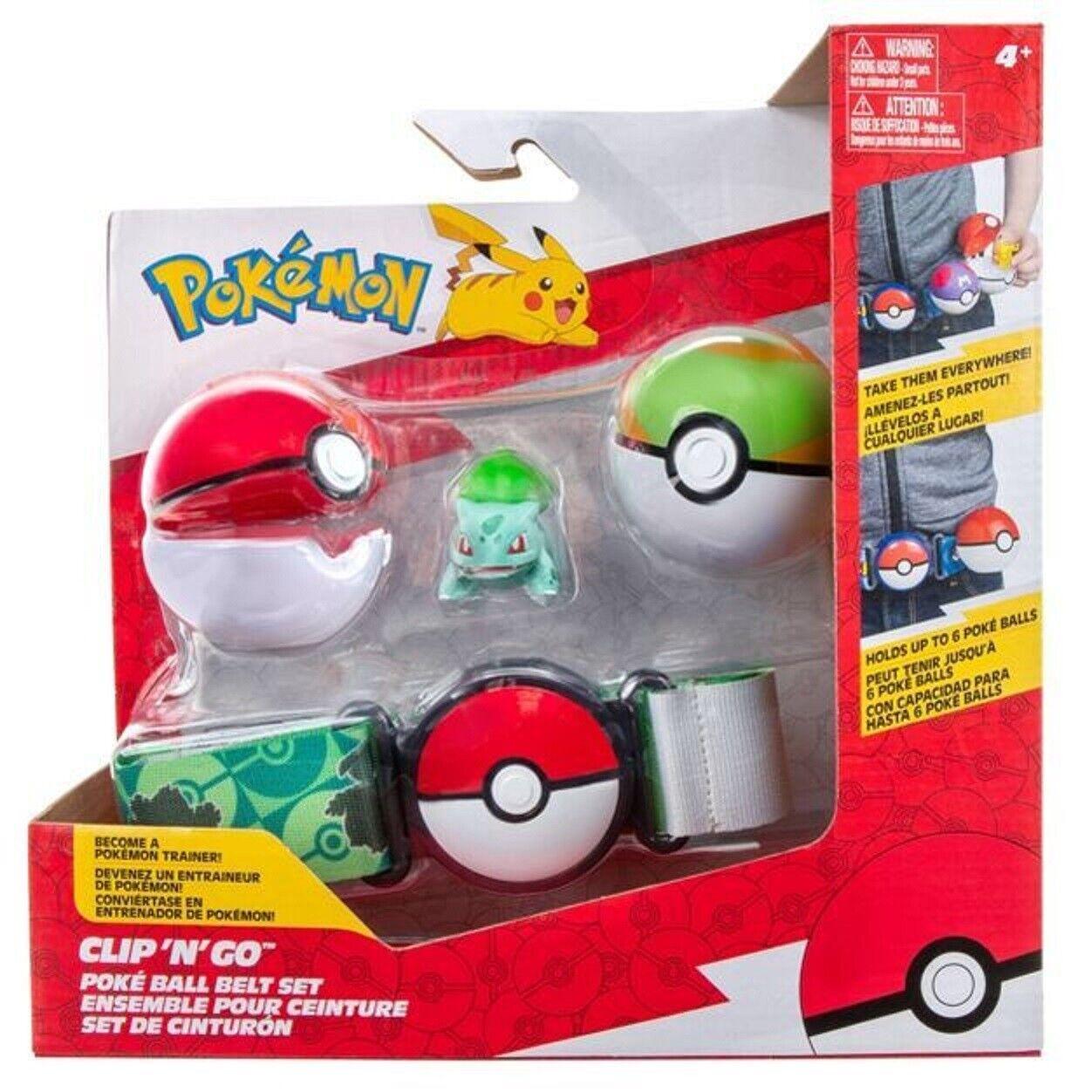 Pokemon Clip N Go Poke Ball Belt Pikachu-BALBASAUR-Ages 4+ Toy Play Trainer Play Gift