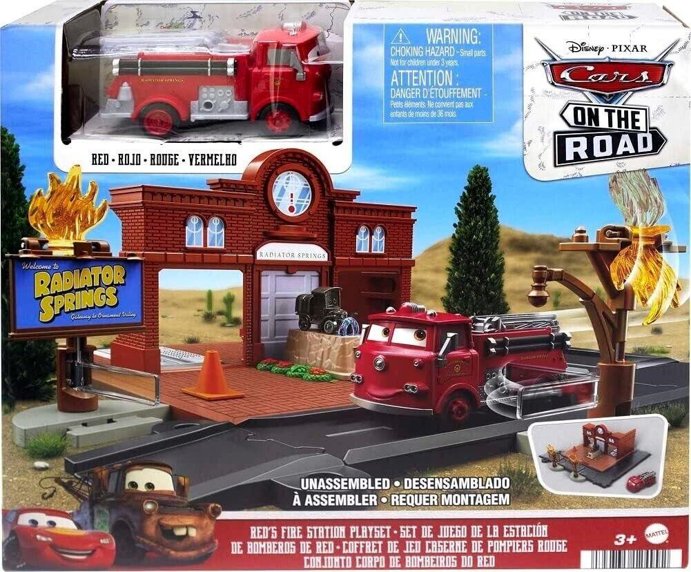 Disney Pixar Cars Red Fire Station Playset Truck Radiator Springs Ages 3+ Toy