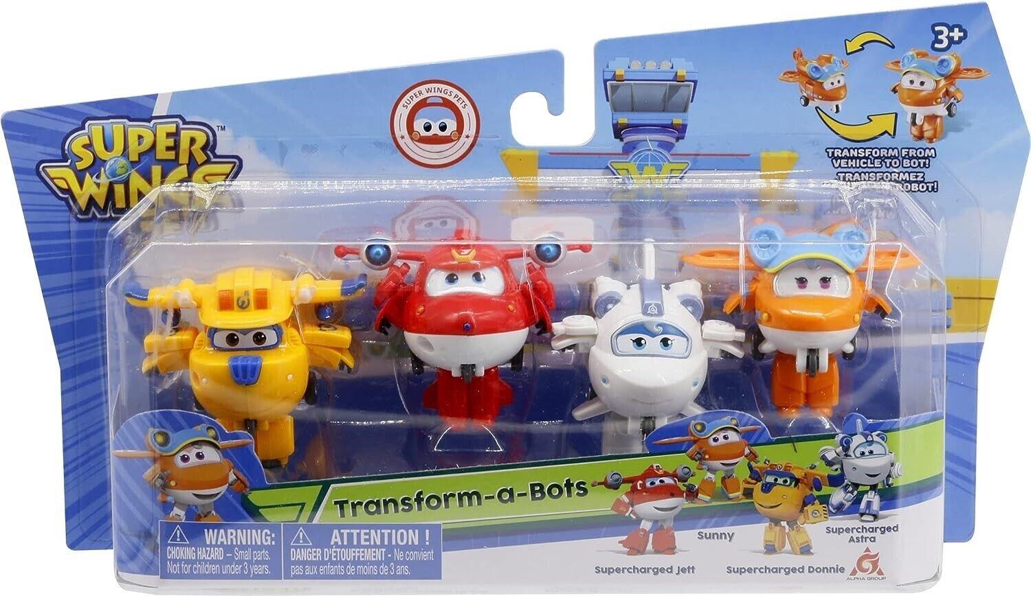 Genuine Super Wings 4 Pack Transform-A-Bots Jett Donnie Astra Sunny Plane Car
