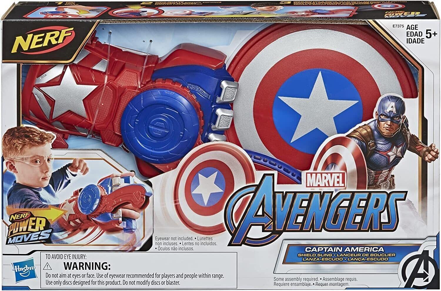 MARVEL Avengers Captain America Shield Nerf Power Moves Disc Launching Toy Play