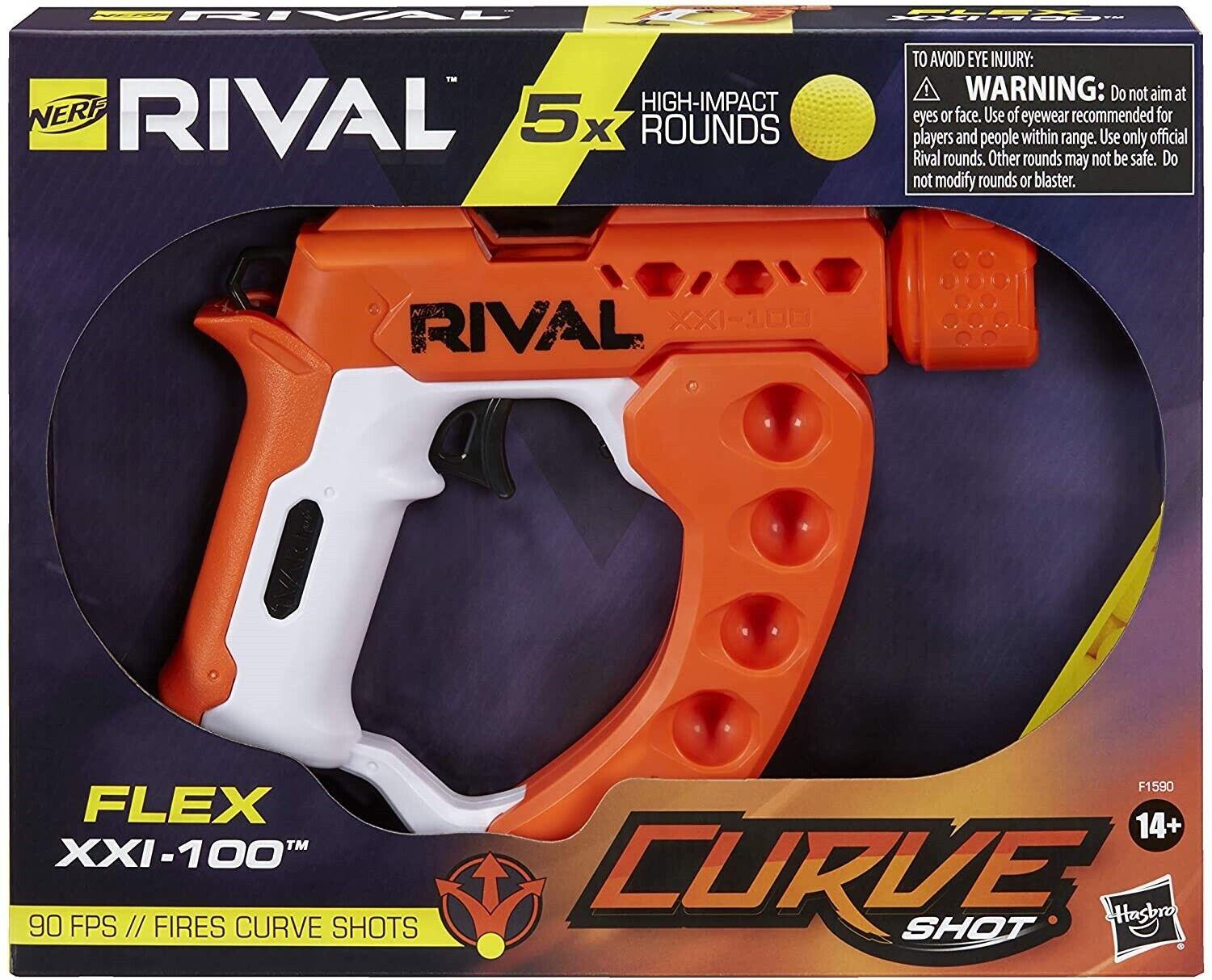 NERF Rival Curve Shot Flex XXI-100 Blaster Fire Rounds Ages 14+ Toy Gun Play Fun