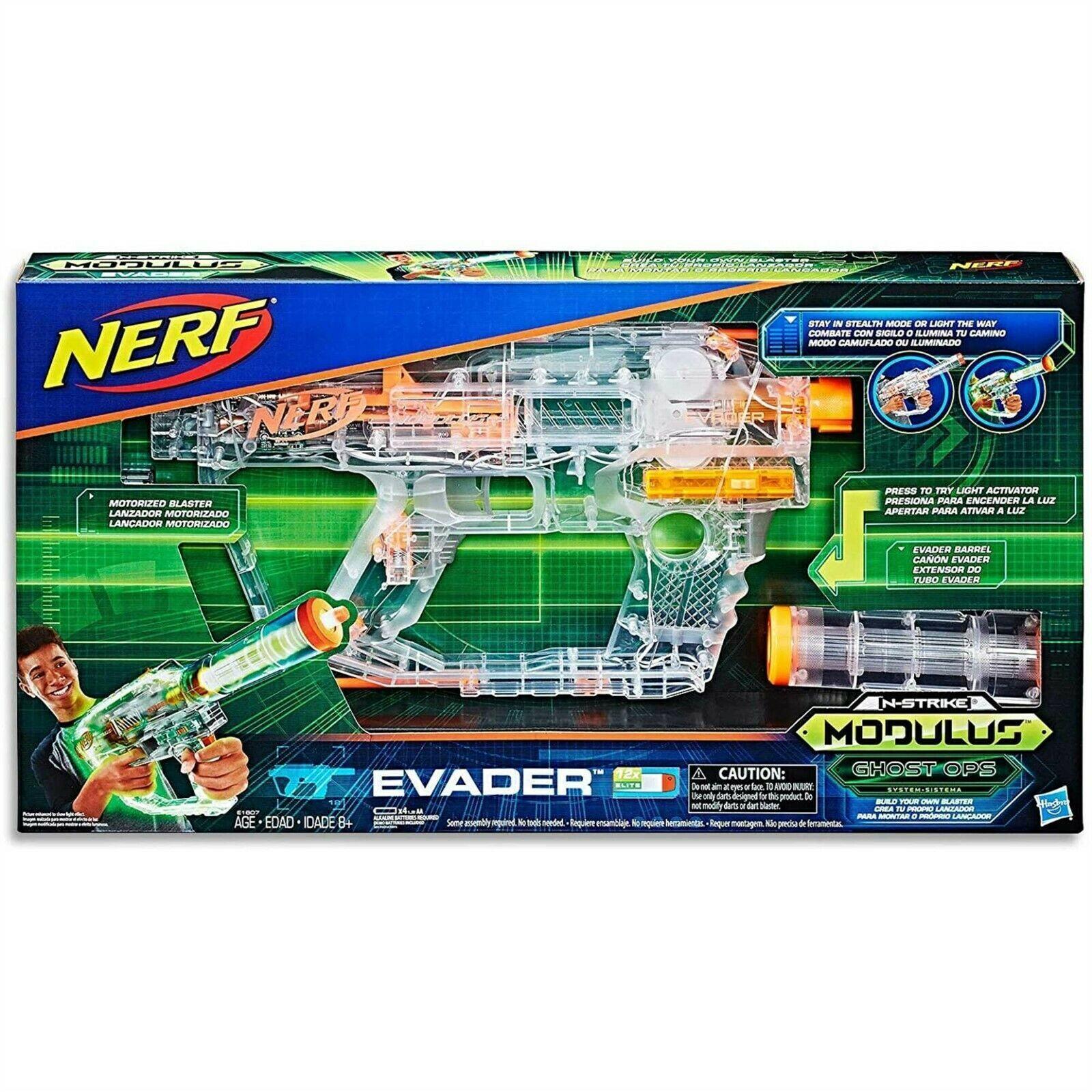 Nerf Modulus Ghost Ops Evader Customizable Motorised Blaster Lights Up Toy Gun