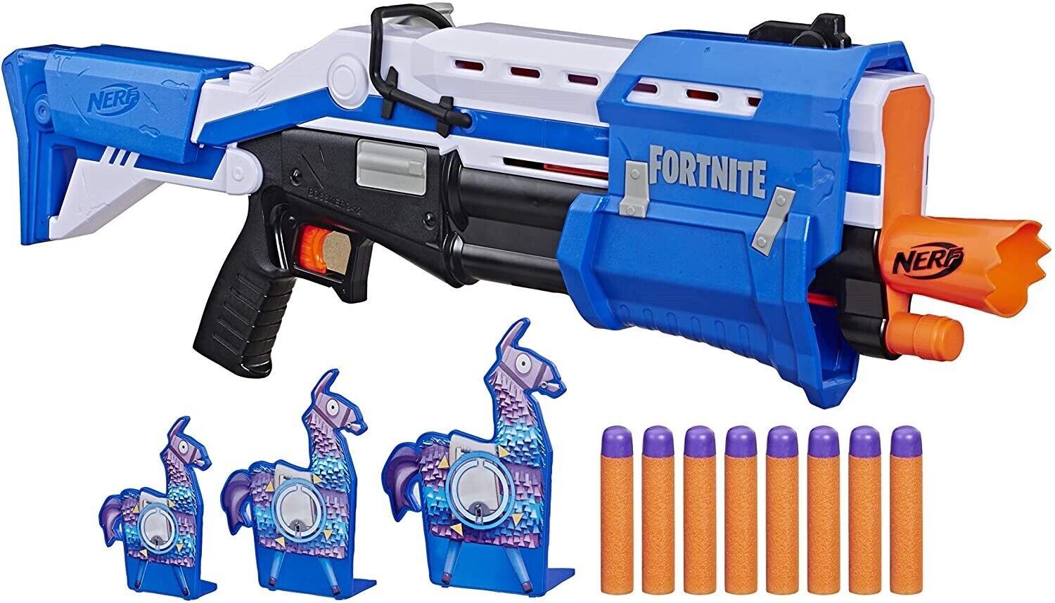 Nerf Fortnite TS-R Blue Mega Blaster With Llama Targets Ages 8+ Toy Gun Pump