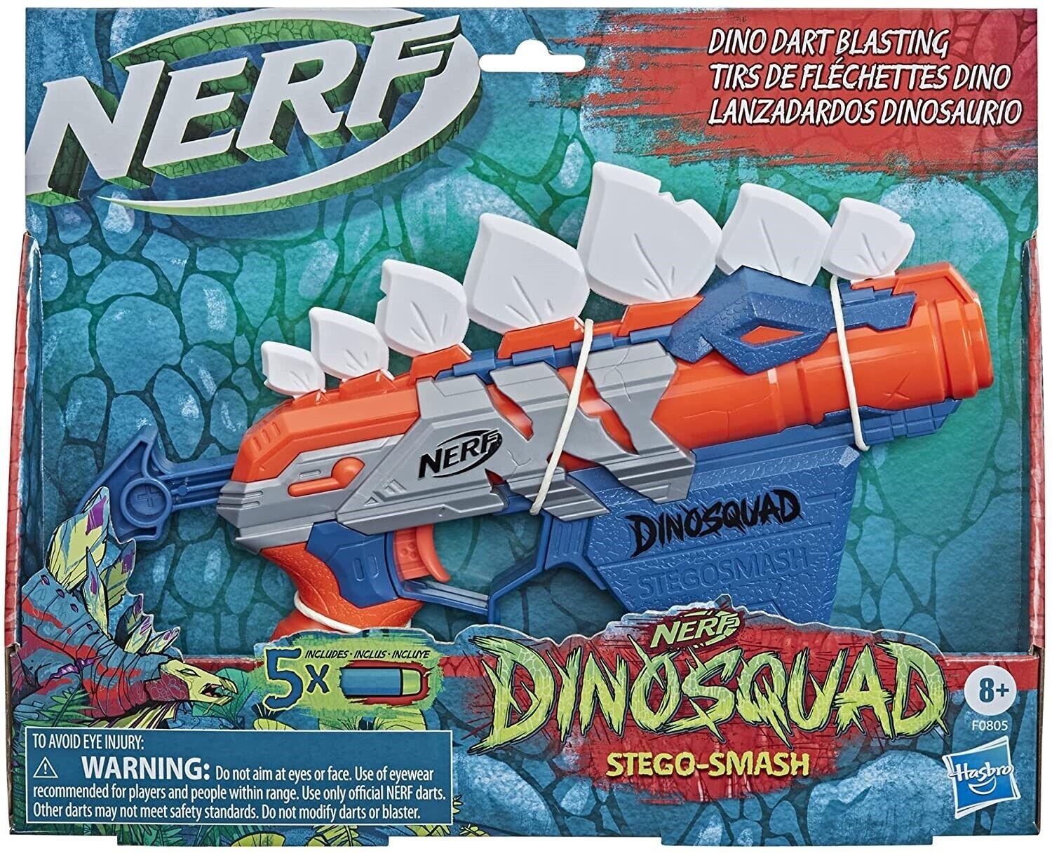 NERF Dinosquad Stegosmash Dart Blaster Ages 8+ Toy Gun Fire Dinosaur Dino Play