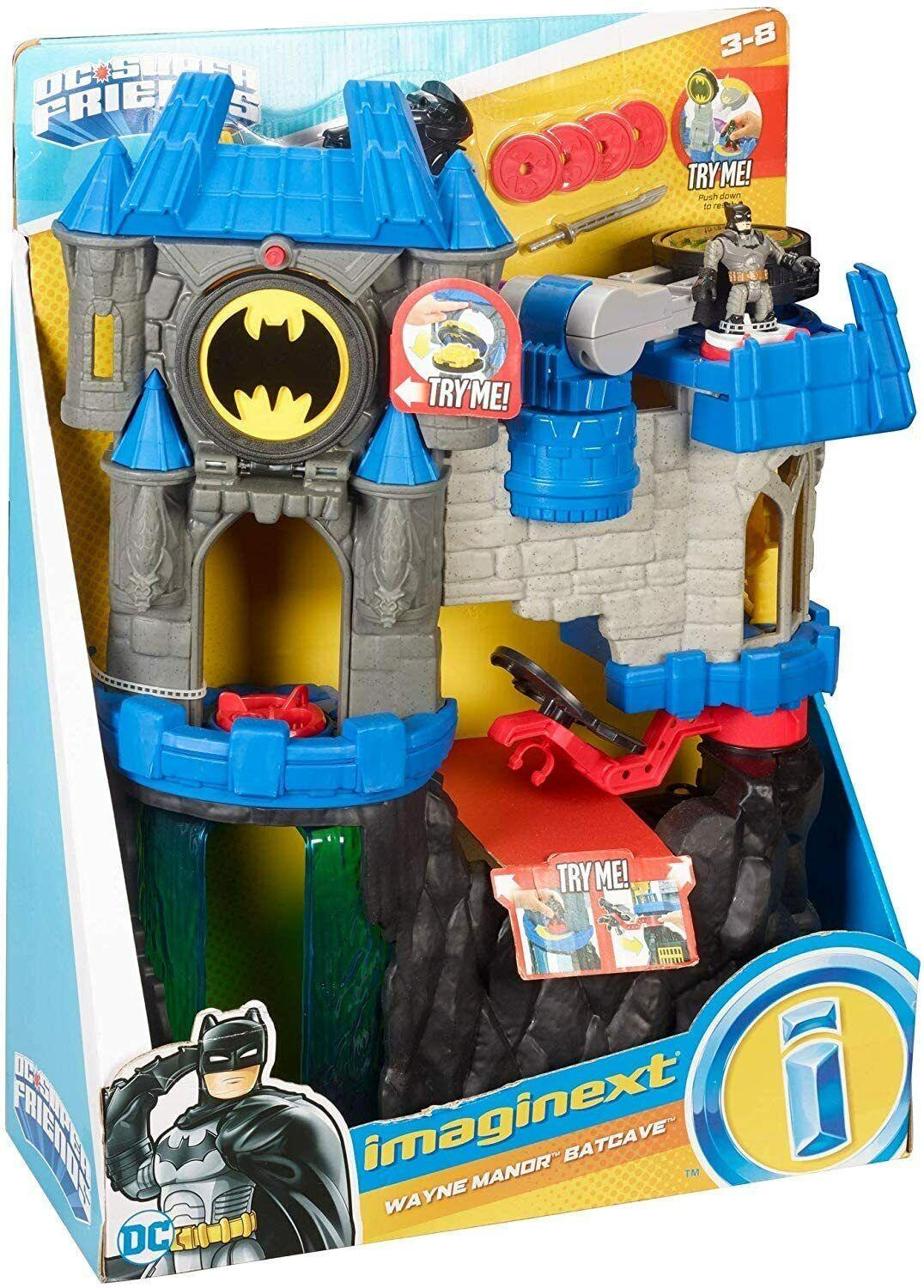 DC Super Friends Wayne Manor Batcave Ages 3+ Toy Batman Batmobile Car Bike Race