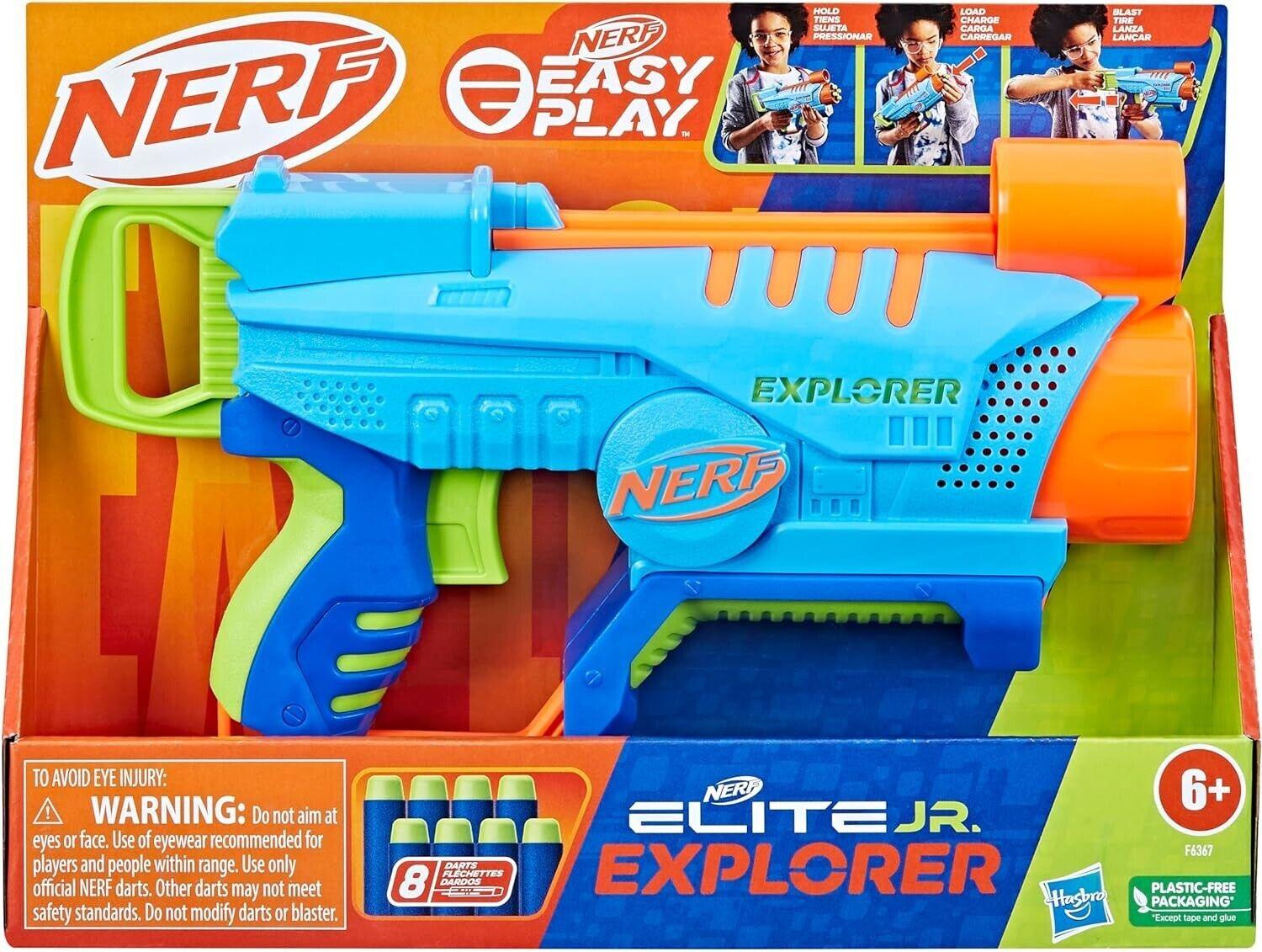 Nerf Elite Jr Explorer Easy Play Blaster Easy to Hold Load Blast With 8 Darts