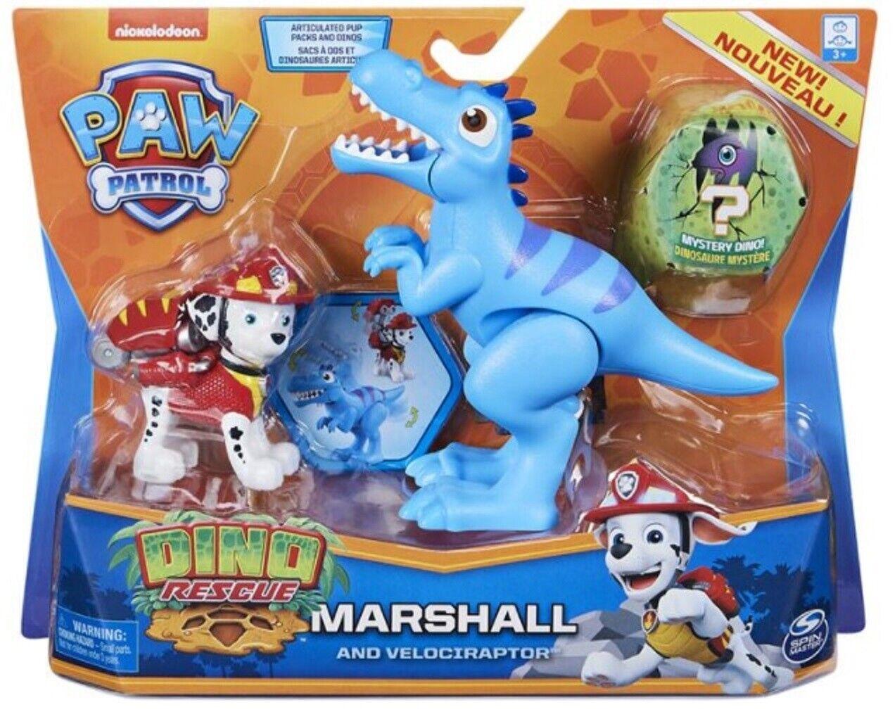 PAW Patrol-Marshall & Velociraptor Rescue Hero Ages 3+ Toy Action Dinosaur Pet