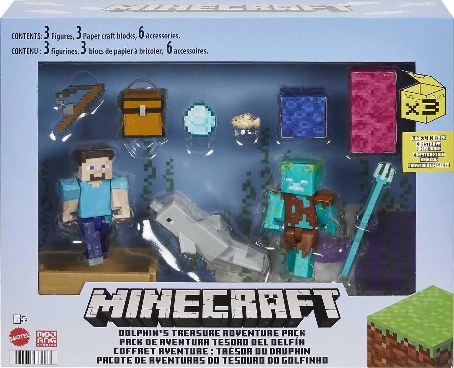 Minecraft Dolphins Adventure Treasure Pack Hunt Story Pack Ages 6+ Toy Figures