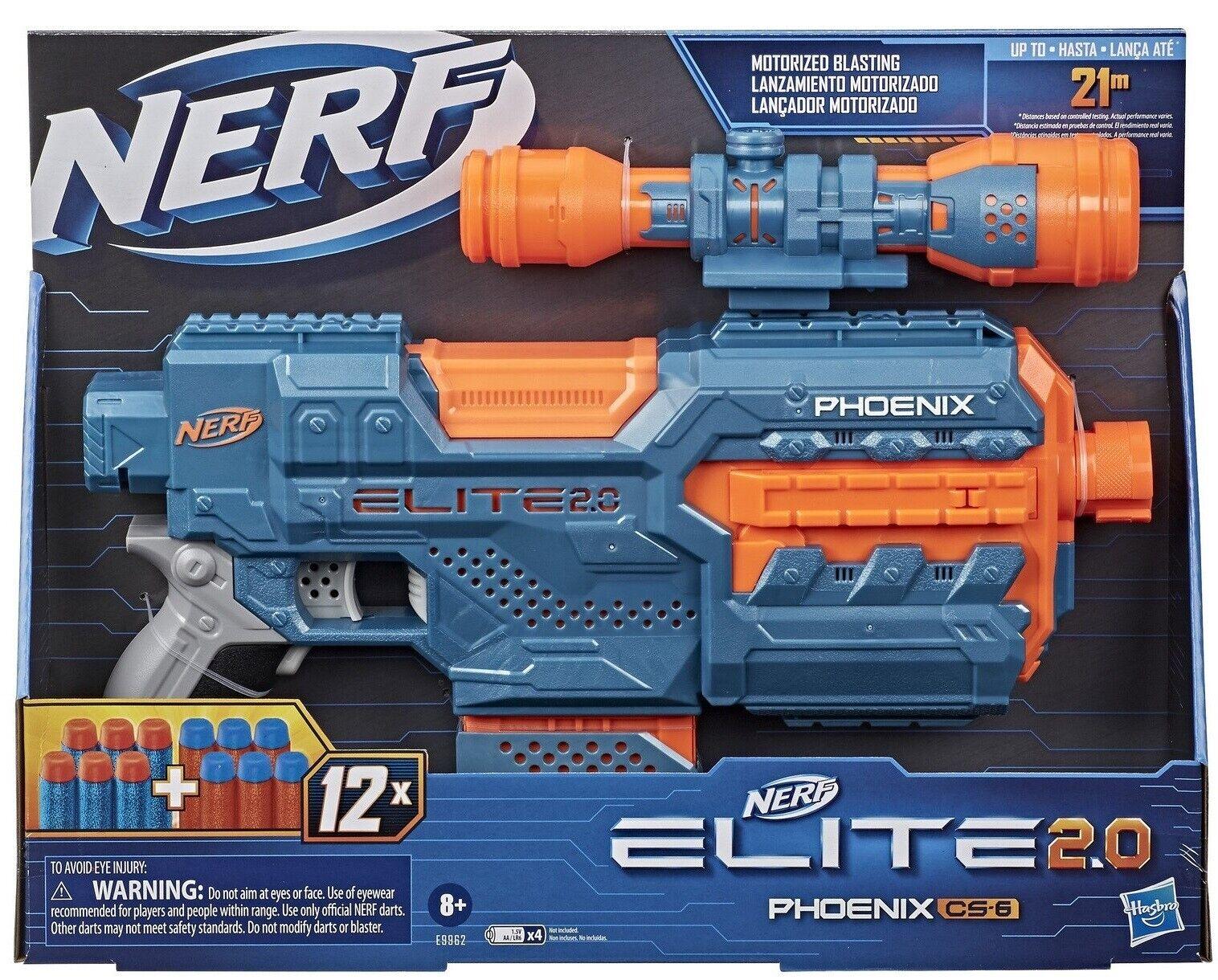Nerf Elite 2.0 Phoenix CS-6 Ages 8+ Toy Gun Fire Play Gift Mission Clip Dart Fun