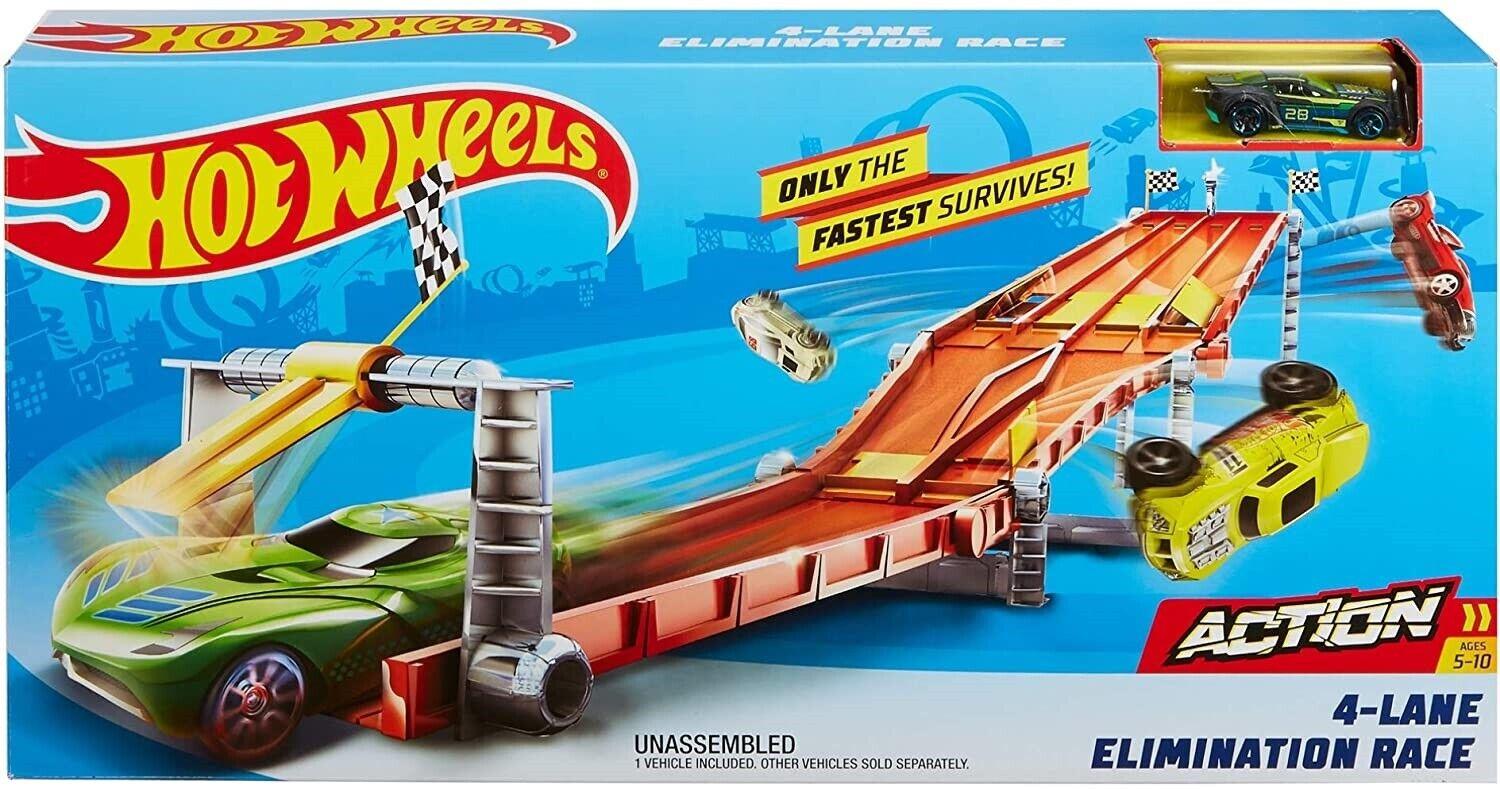 Hot Wheels 4 lane Elimination Race Track Set Ages 5+ Toy Car Play Gift Fold Cars