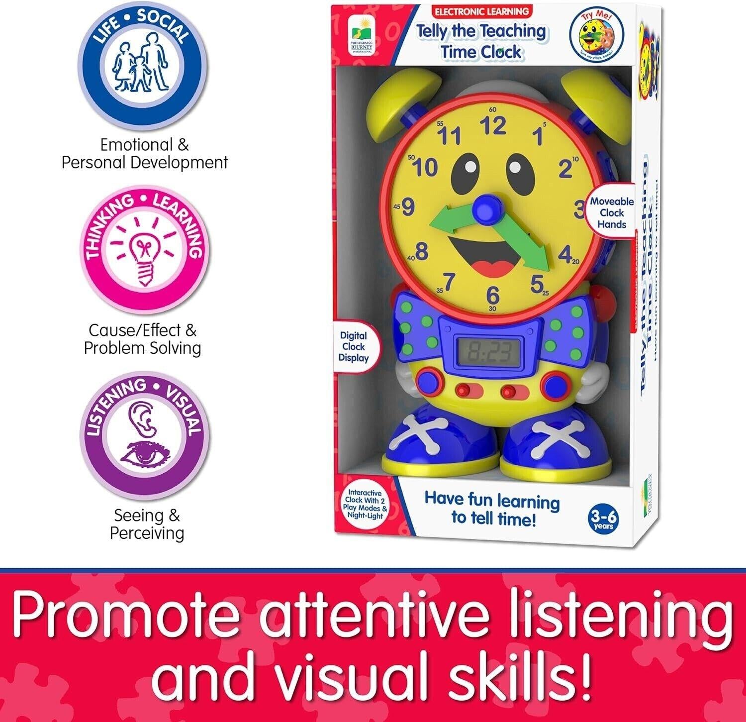 The Learning Journey Telly Teaching Time Clock Primary New Toy Ages 3+ Quiz Play