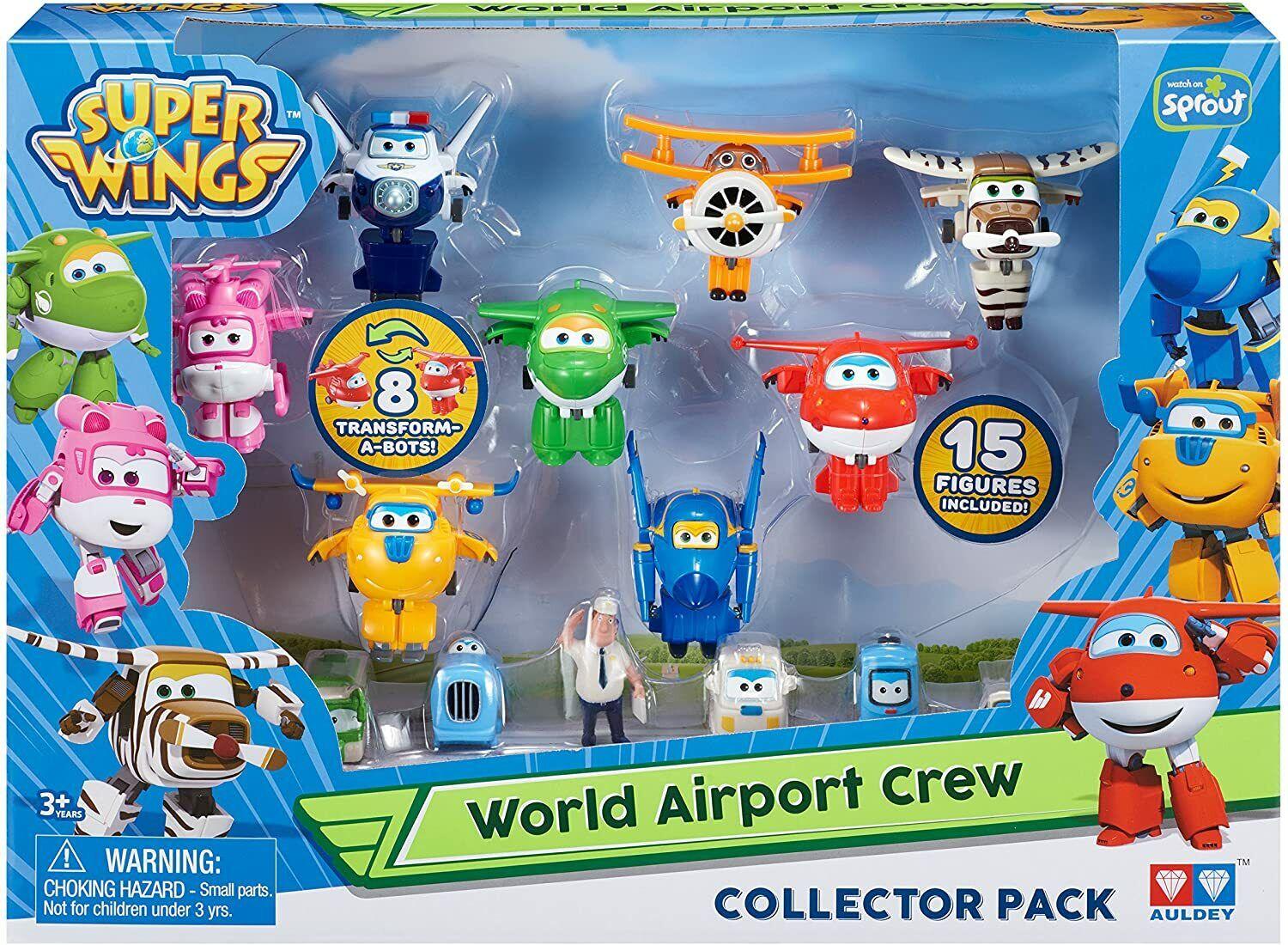 Genuine Super Wings 15 Pack Transform-a-Bots World Airport Crew 2 Inch Ages 3+