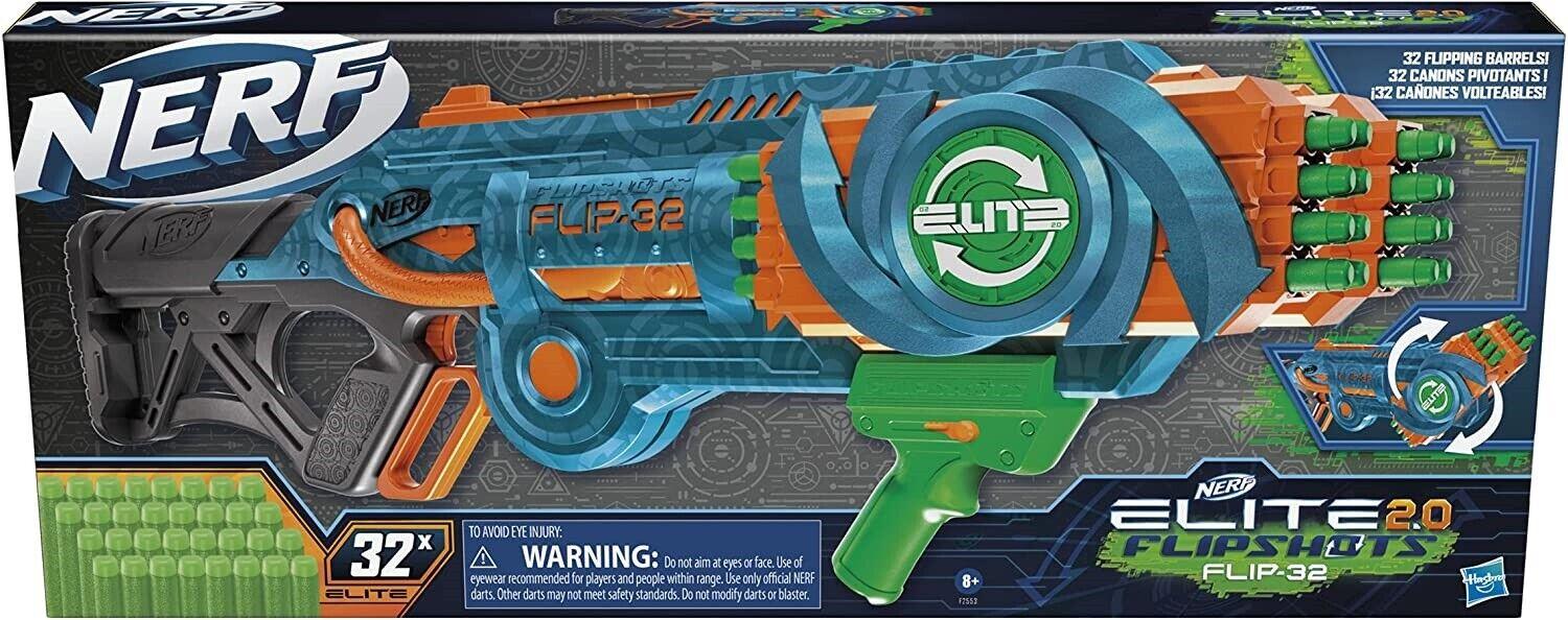 NERF Elite 2.0 Flipshots Flip-32 Blaster Ages 8+ Toy Gun Fire Fight Darts Play