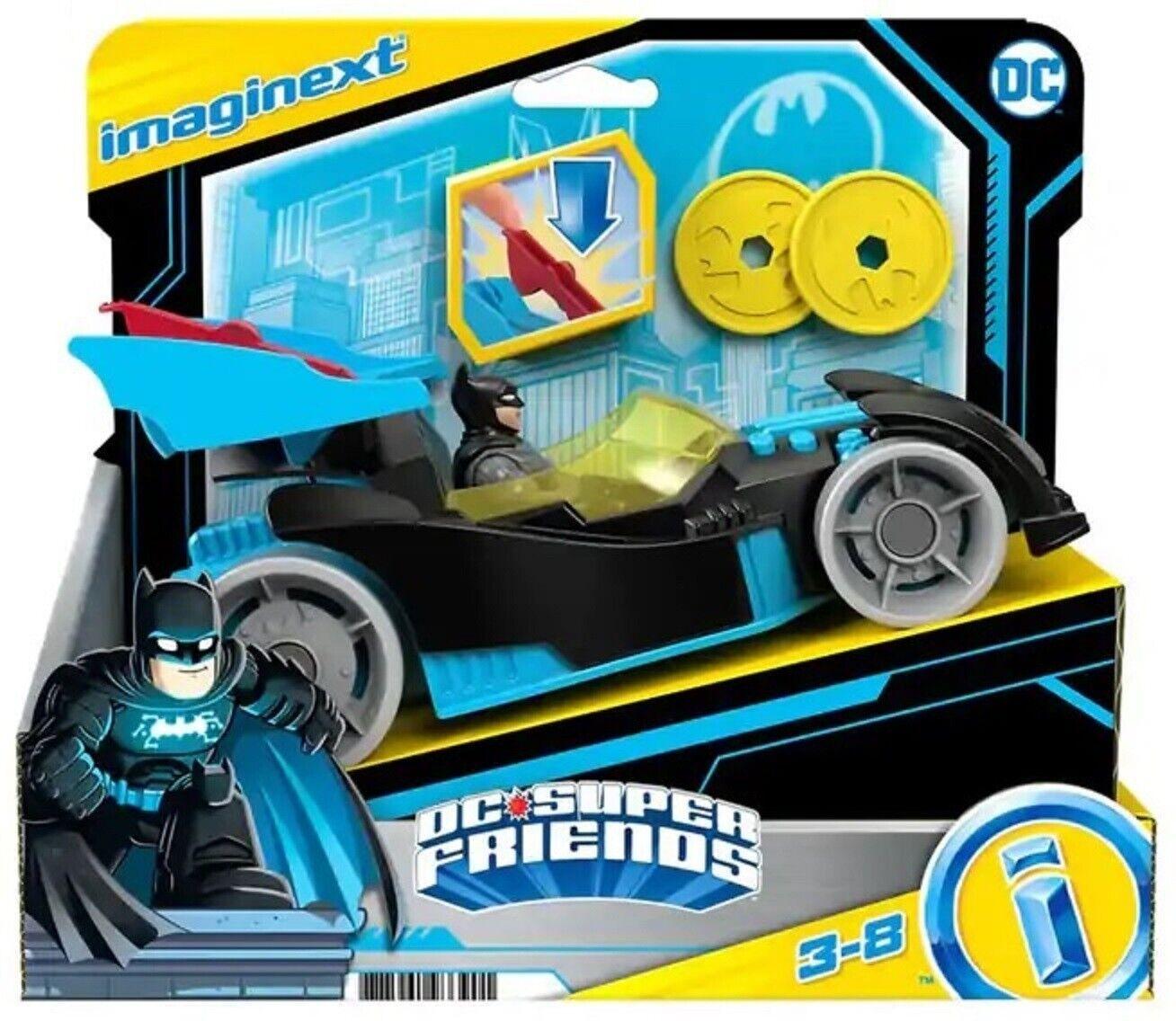 Fisher Price DC Super Friends Batman Toy Bat-Tech Racing Batmobile Lights Car