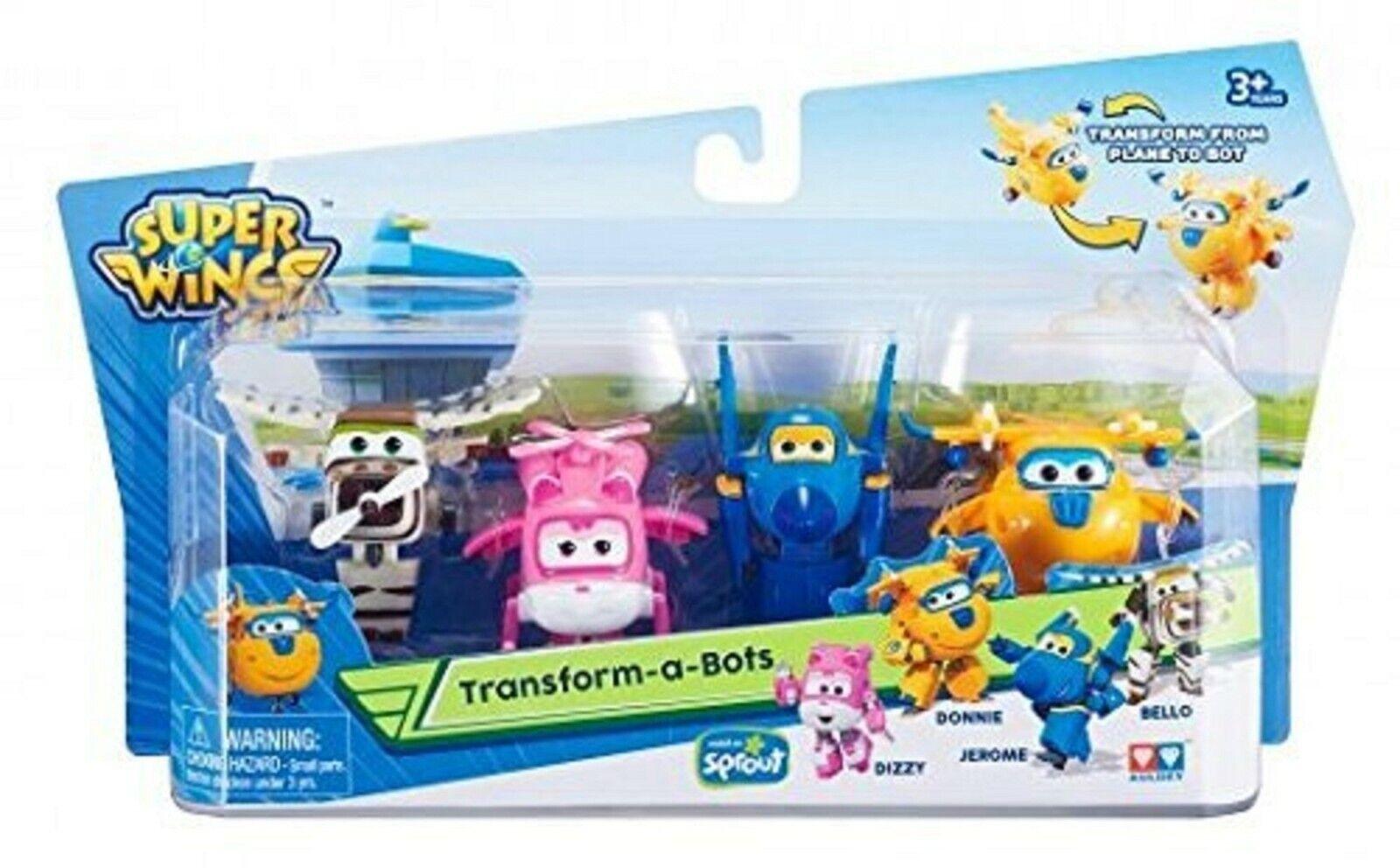 Genuine Super Wings 4 Pack Transform-A-Bots Donnie Dizzy Jerome Bello Age 3+ Toy