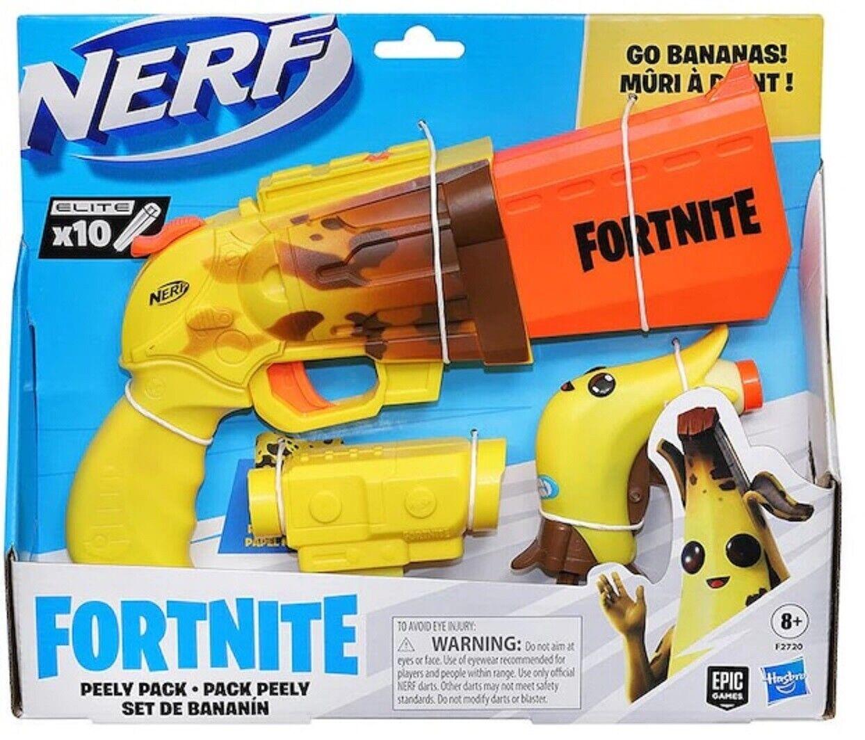 NERF Fortnite Peely Pack SR Ripe Go Bananas Blasters Ages 8+ Toy Fire Gun Fight