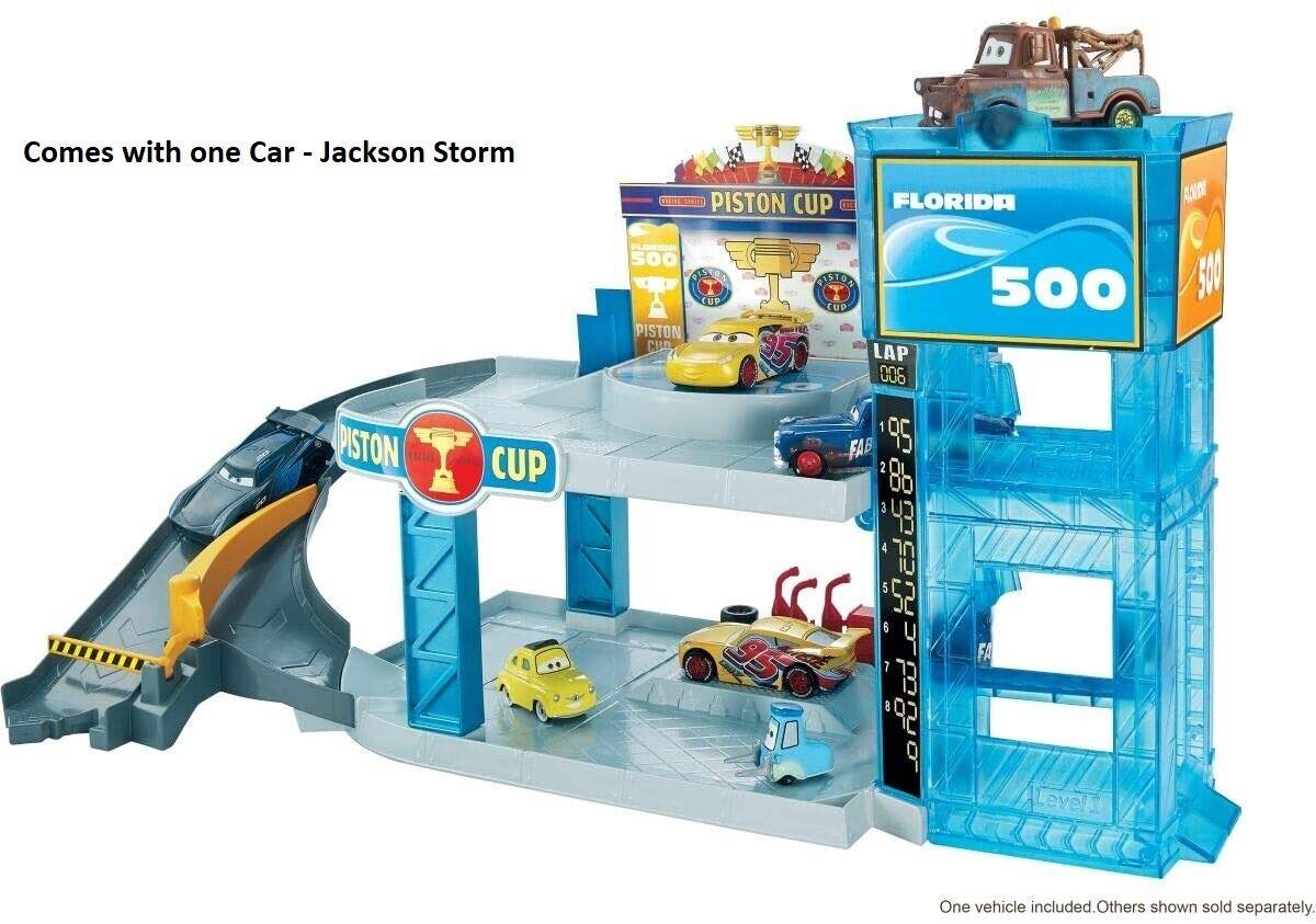 Disney New Toy Florida 500 Racing Garage Race Car Lightning Mcqueen Play