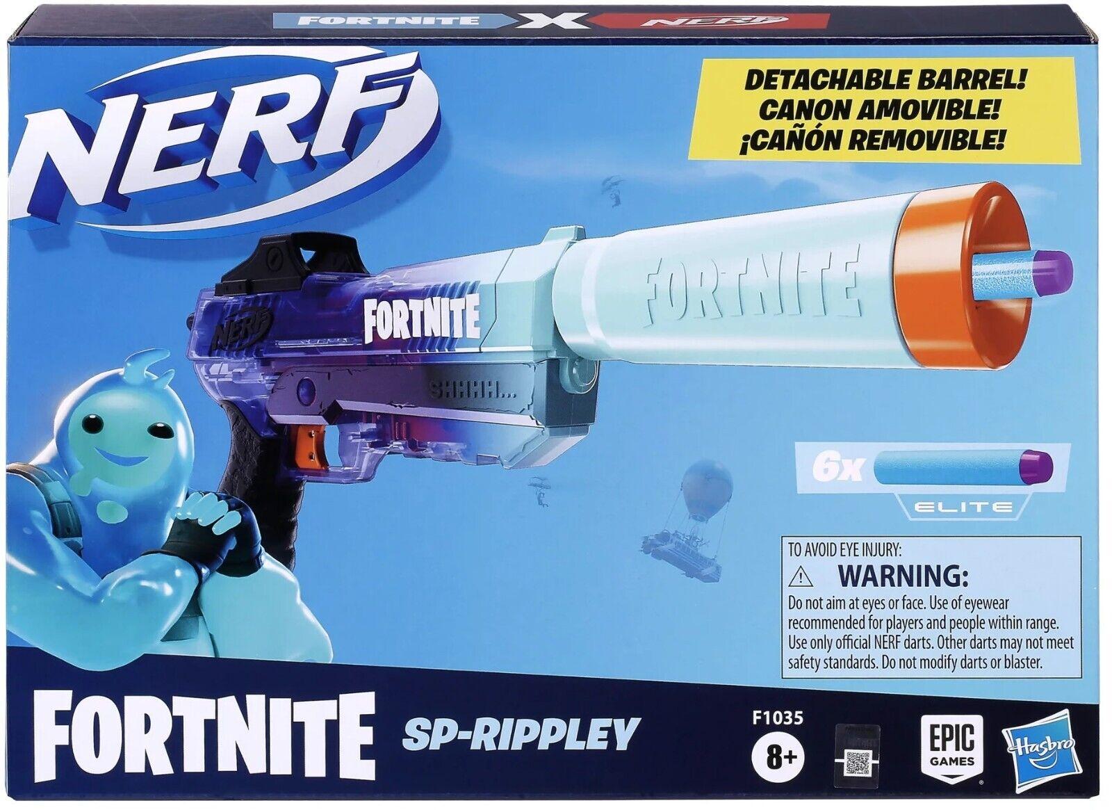 Nerf Fortnite SP-Rippley Blaster Detachable Barrel 6 Darts Ages 8+ New Toy Gun