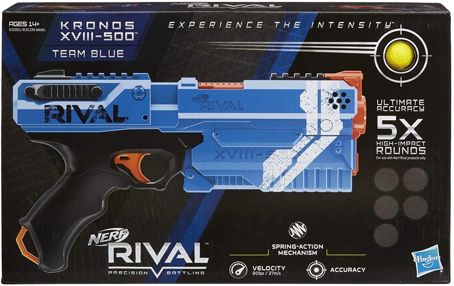 NERF Rival Kronos-Blue XVIII-500 Blaster-Ages 14+ Toy Gun Fire Play Fight
