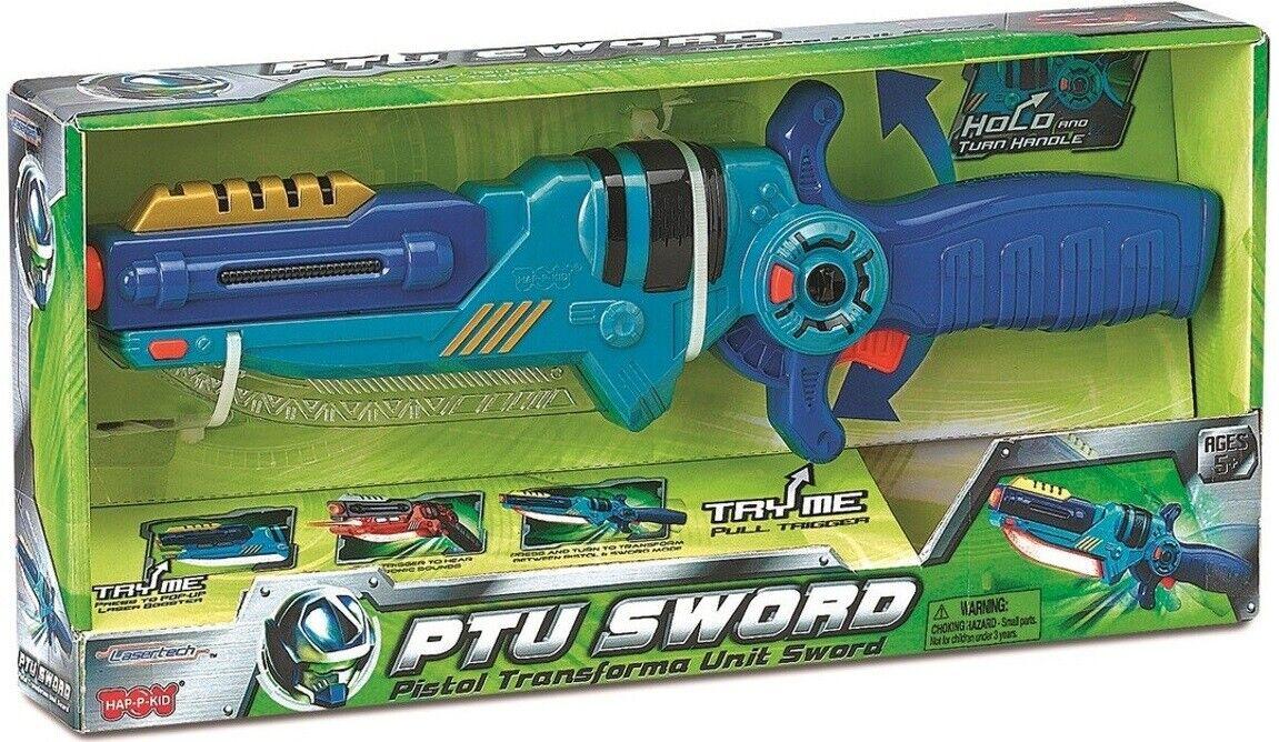 Lasertech PTU-Dark Blue and Light Blue- Pistol Transforma Unit Sword with Light and Sounds Ages 5+ Toy