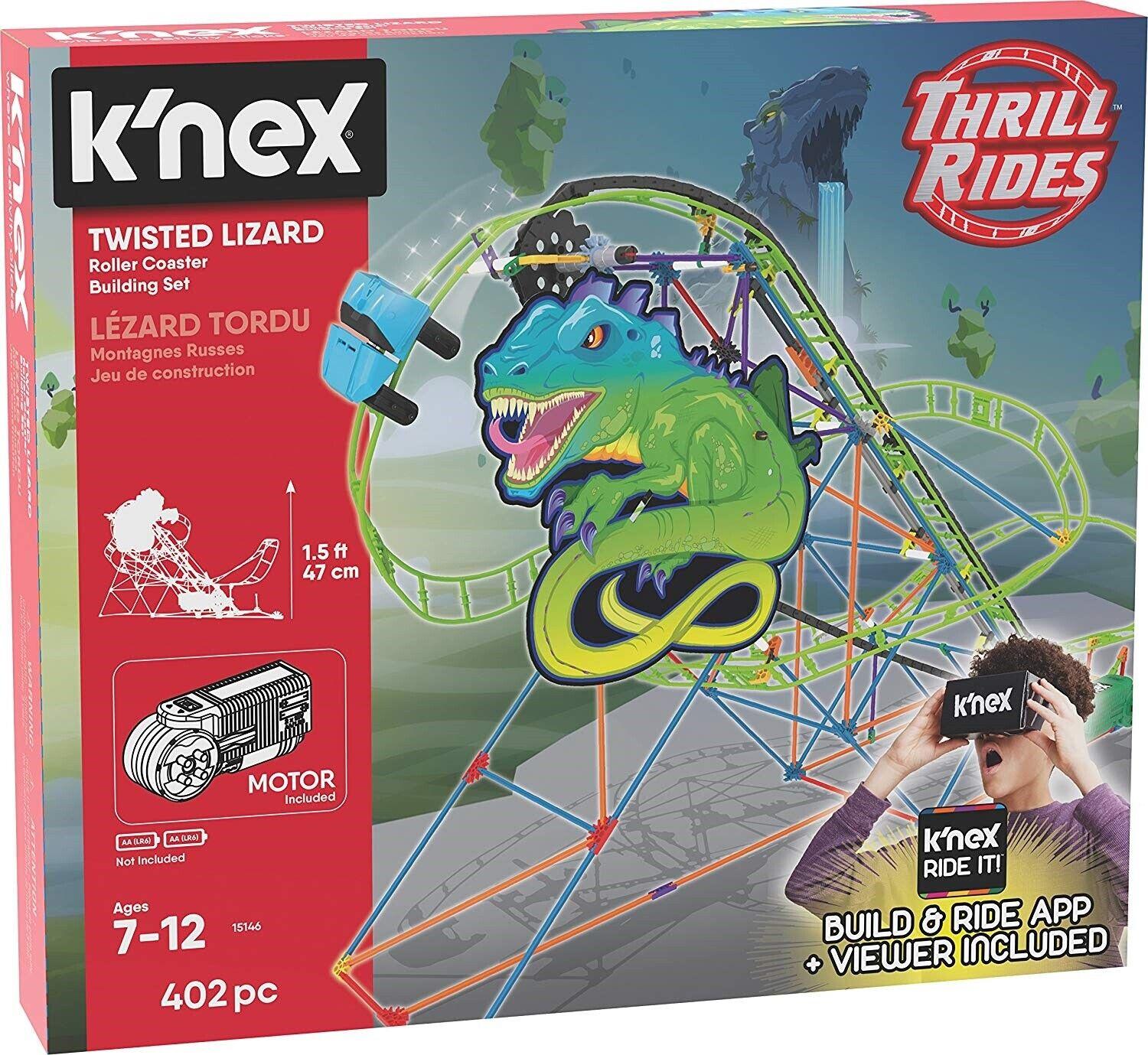 KNEX Twisted Lizard Roller Coaster Building Set with Ride it App 7+ Toy Build