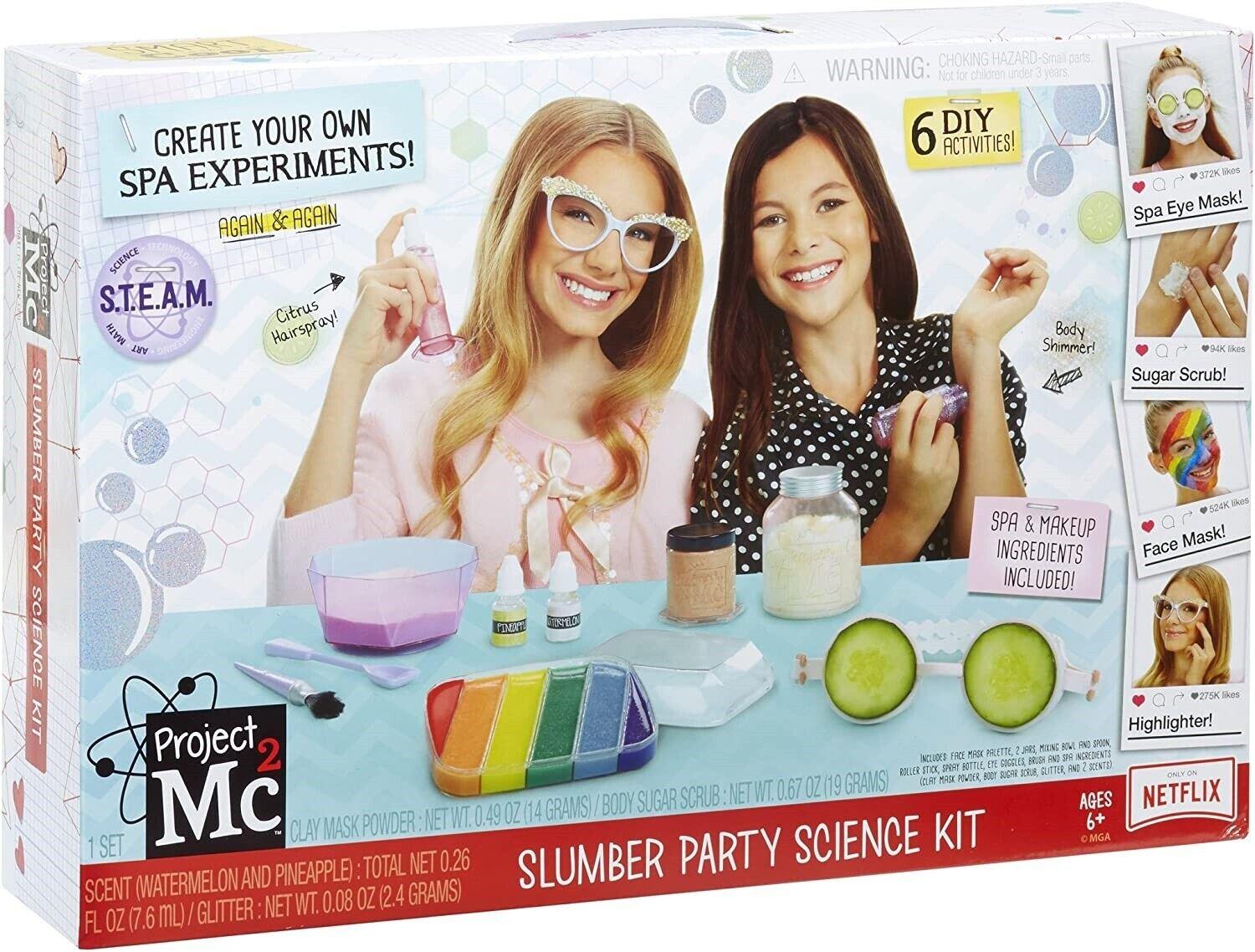 Project Mc2 Slumber Party Science Kit 6+ Toy Bath fizzball Face Mask Spa Eye