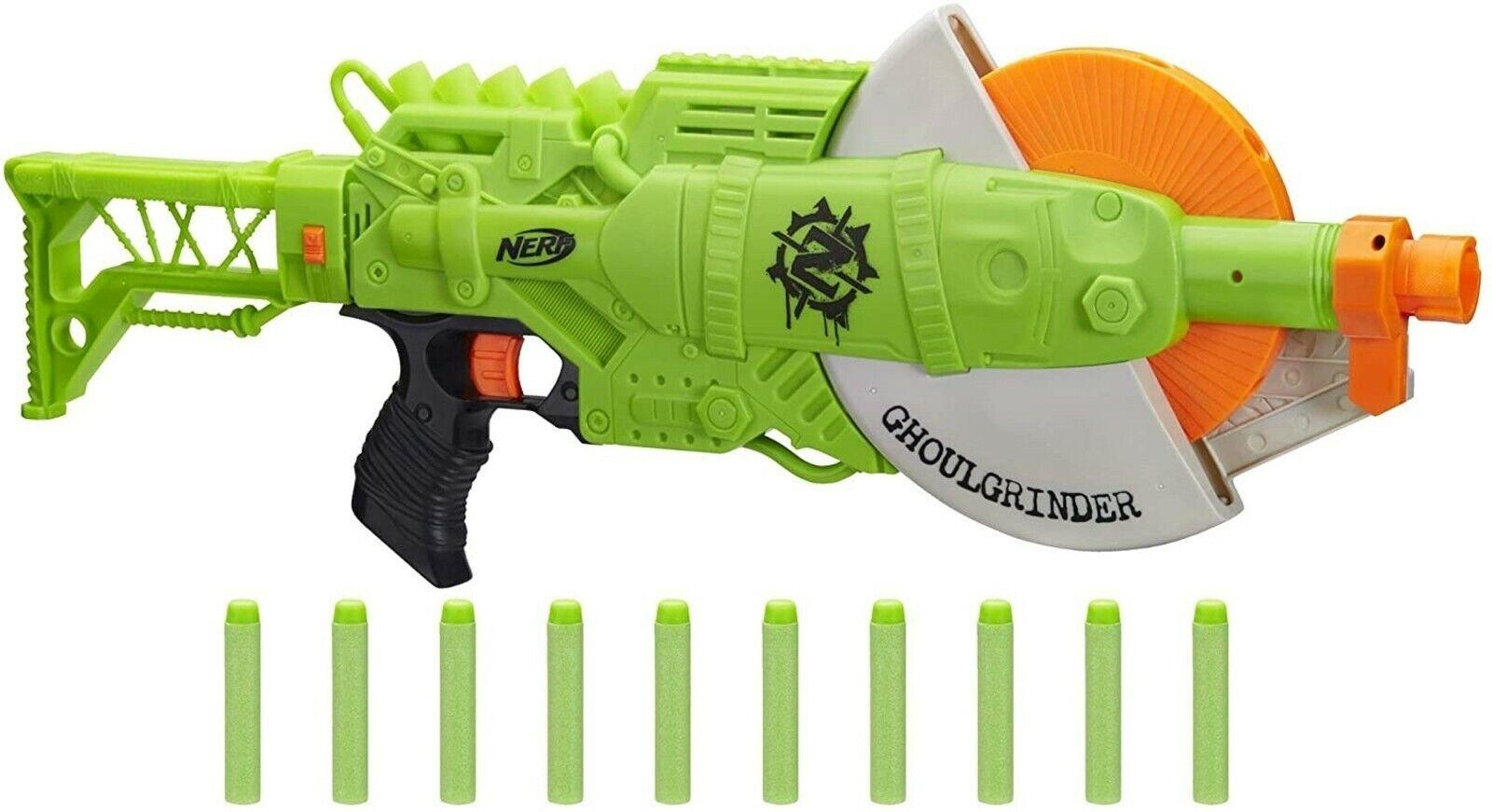NERF Zombie Strike Ghoulgrinder Blaster Rotating 10-Dart Wheel Ages 8+ Toy Gun