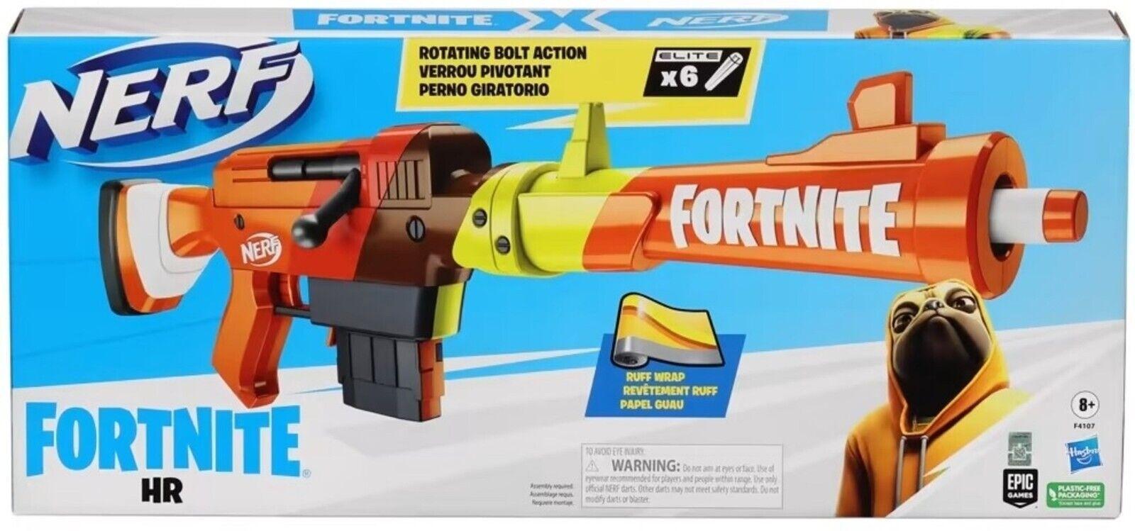 Nerf Fortnite HR Dart Blaster Ruff Wrap Design 6-Dart Elite Clip Fire Gun Play