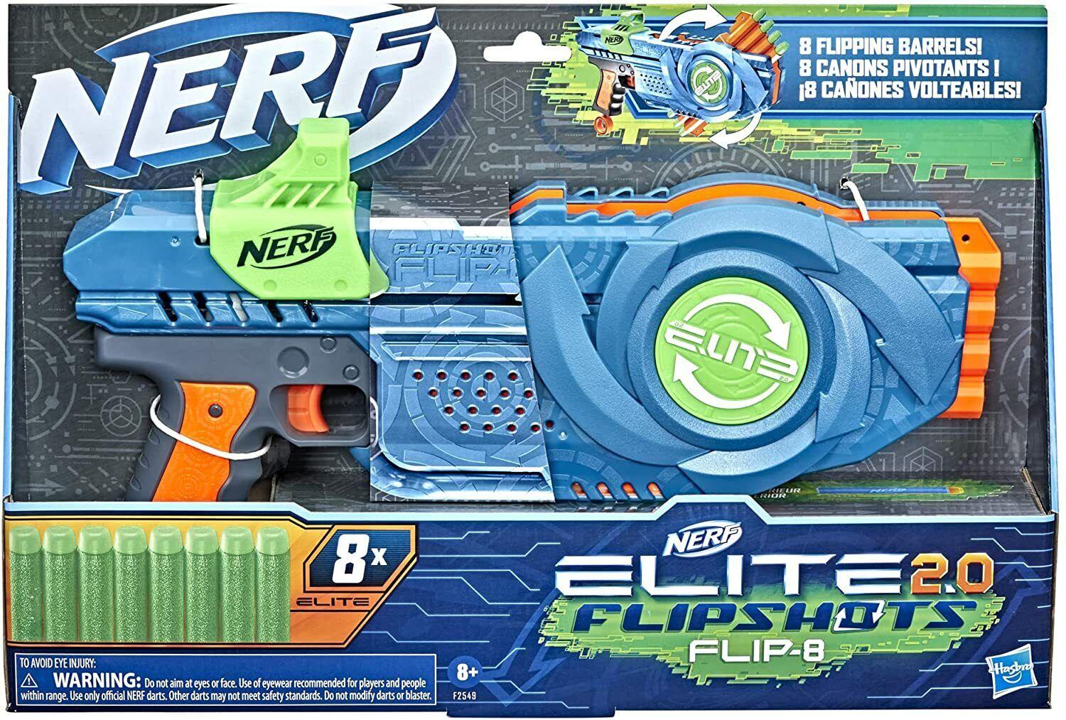 NERF Elite 2.0 Flipshots Flip-8 Blaster Ages 8+ Toy Gun Fire Fight Darts Play