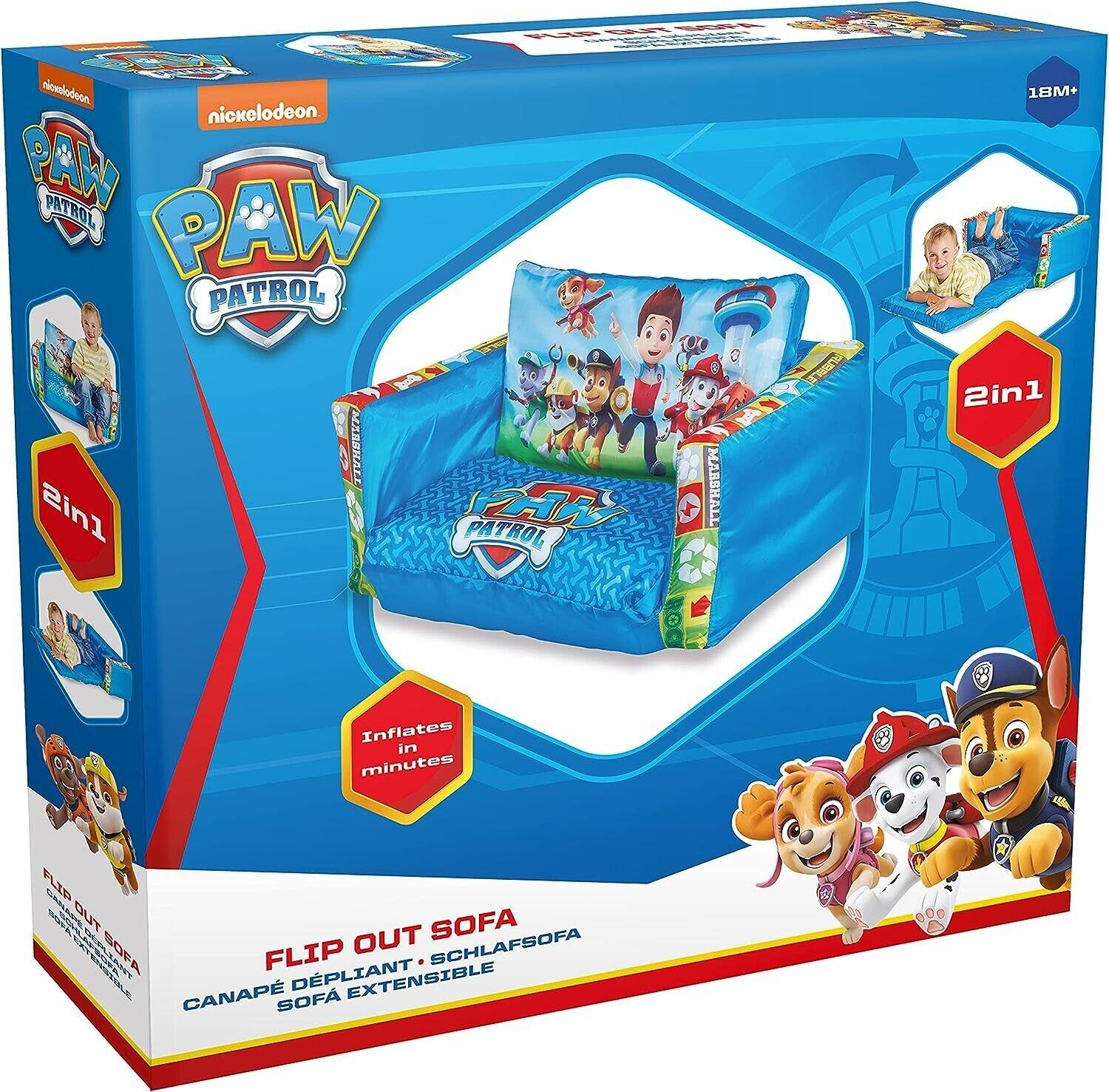 Paw Patrol Flip Out Sofa Inflatable Machine Washable Easy Storage Seat Lounge