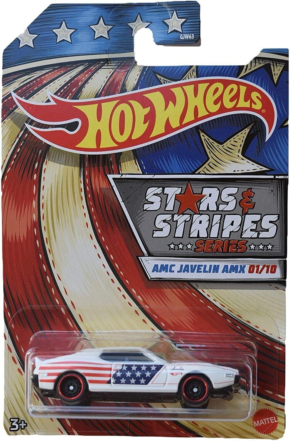 Hot Wheels 1:64 Antique Stars & Stripes 3+ Toy-1973 AMC Javelin AMX Race Car- History Plymouth Camaro