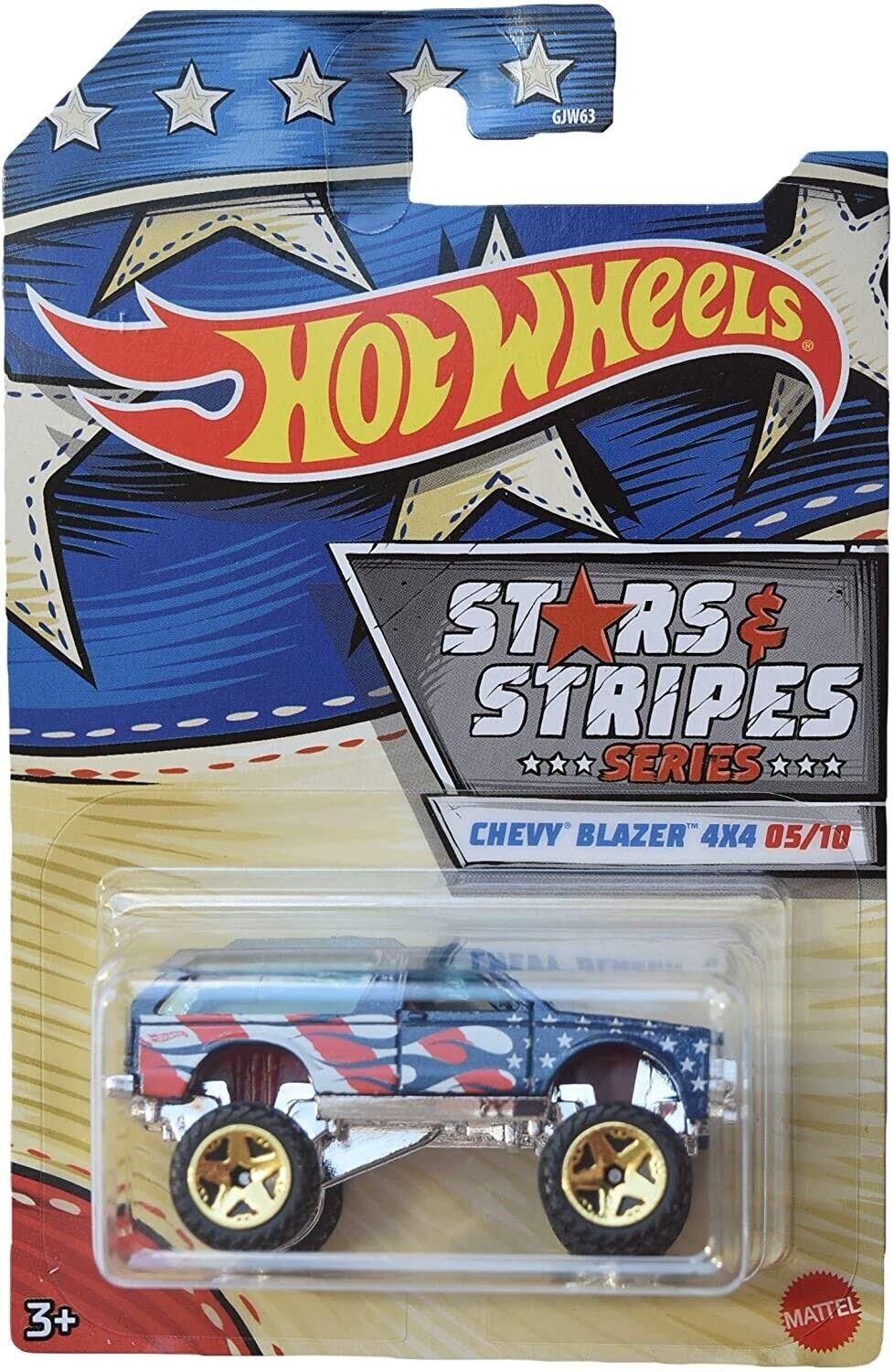 Hot Wheels 1:64 Antique Stars & Stripes 3+ Toy-1972 Chevy Blazer 4x4 race car-History Plymouth Camaro
