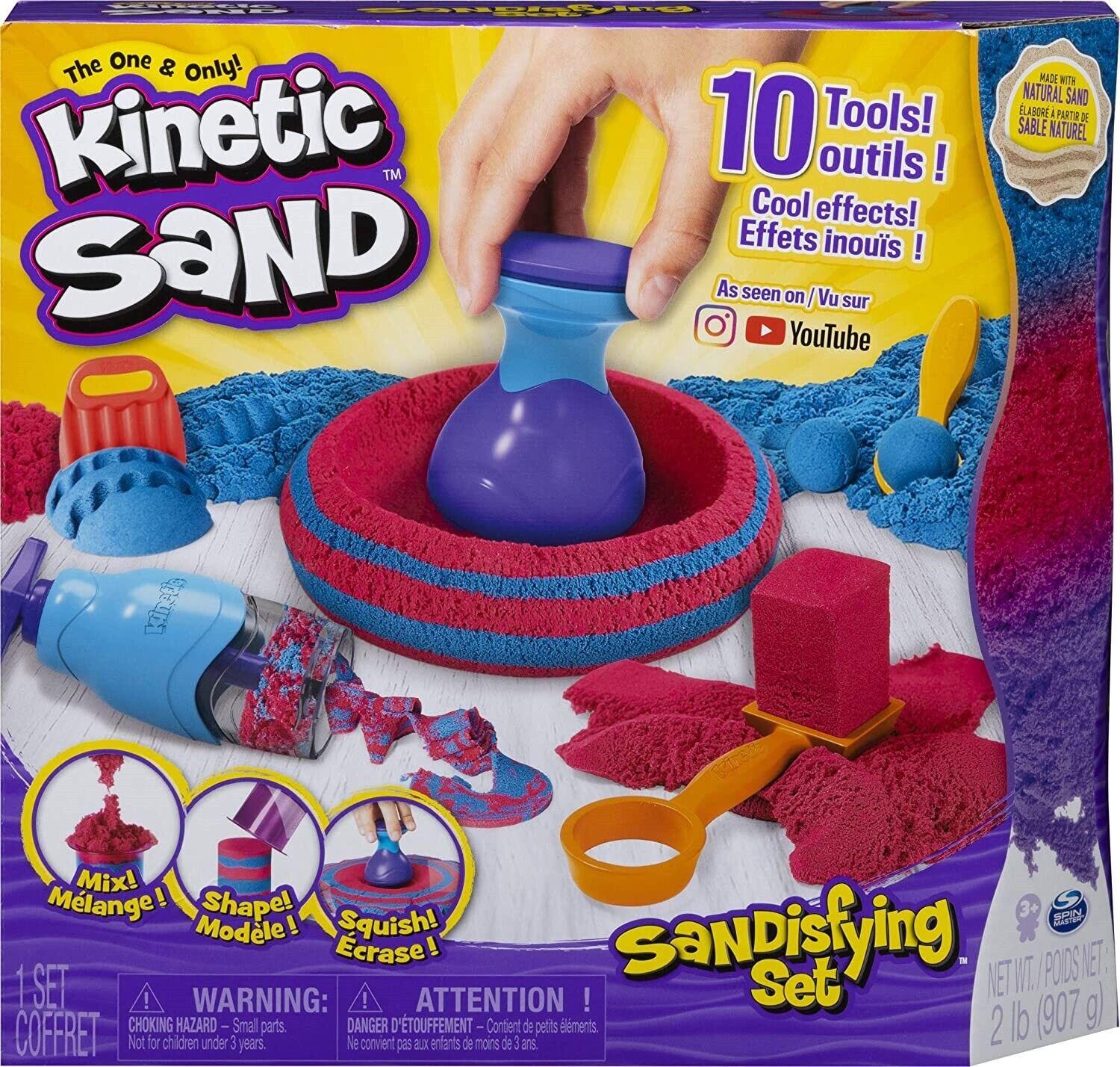 Kinetic 2 lbs Sand Sandisfying Set 10 Tools Ages 3+ Toy Play Build Learn School
