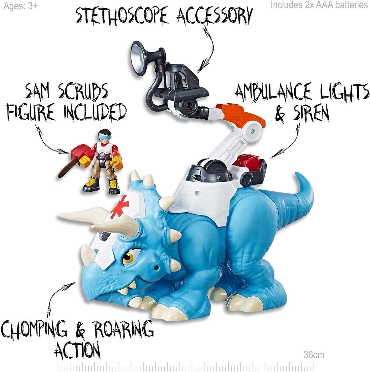 Playskool Heroes New Toy Chomp Squad Doc Tops Dino Sam Scrubs Dinosaur Ages 3+