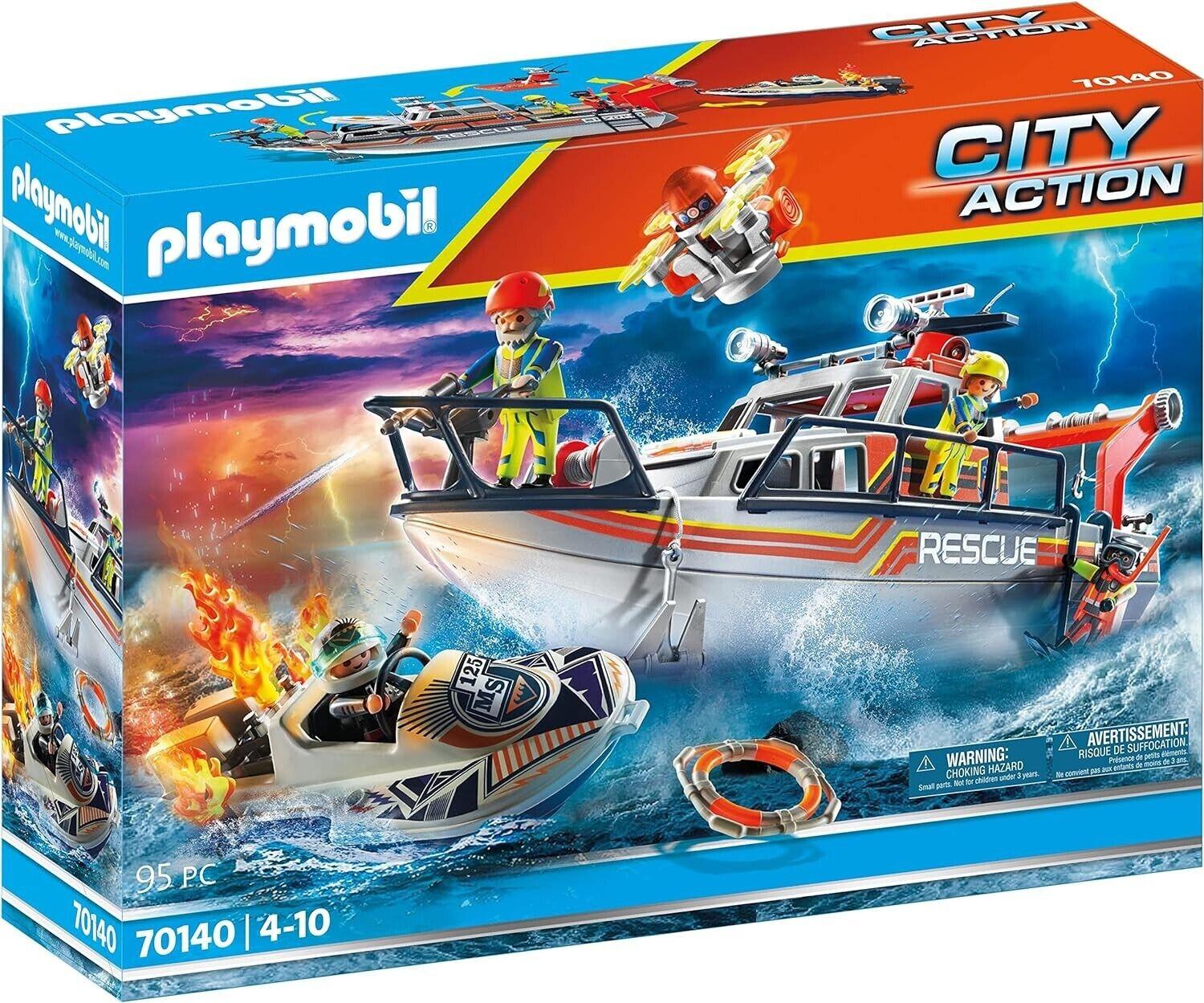 Playmobil 70140 City Action Fire Rescue with Personal Watercraft Boat Drone Play