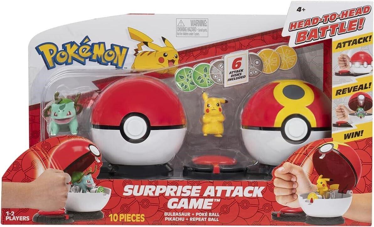 Pokemon Surprise Attack Game Pikachu and Bulbasaur 6 Attack Disks Poke Ball Play
