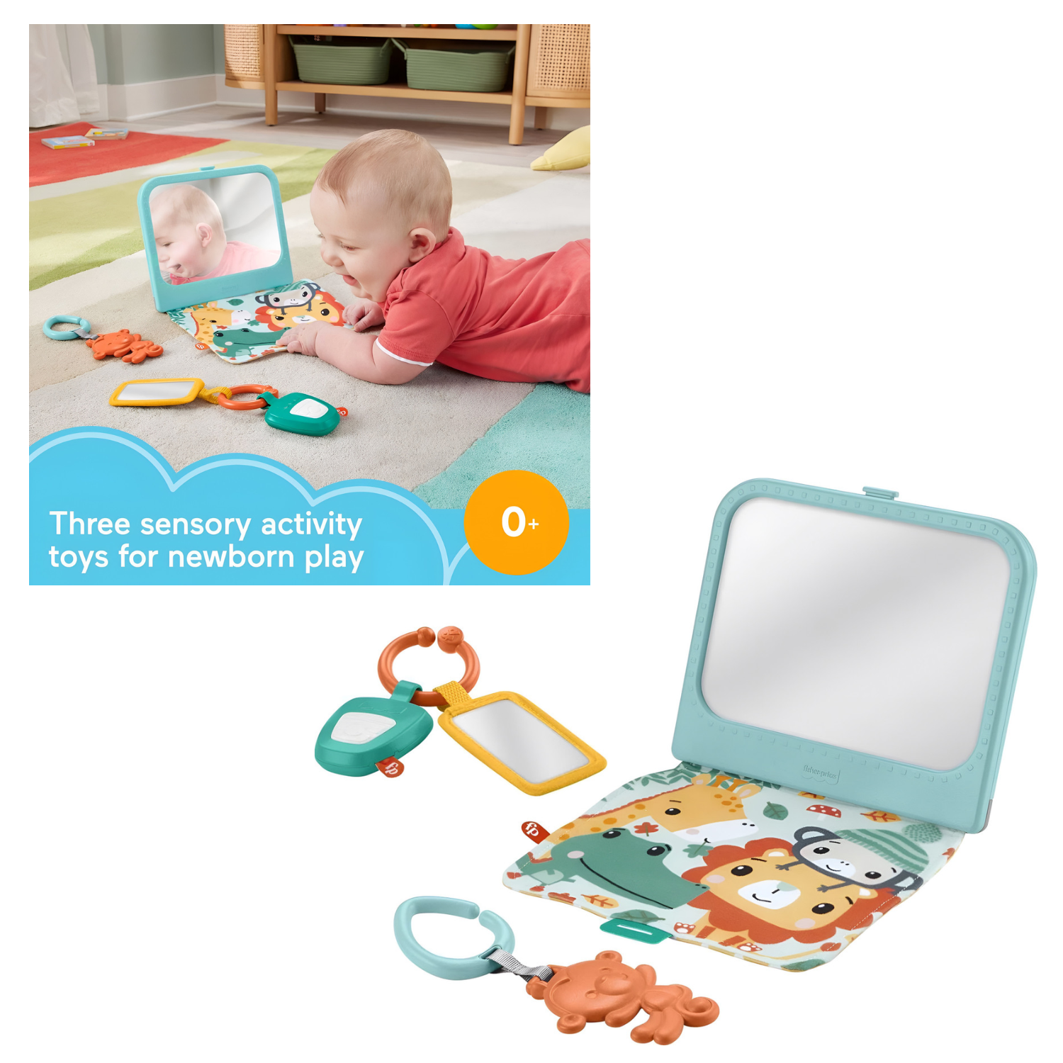 Fisher-Price Look & Listen Baby Gift Set Rattle Teether Sensory Toys for Newborn