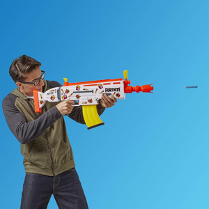 Nerf Fortnite AR DURRR Burger Motorized Dart Blaster 20 Dart Flip Up Sights Play