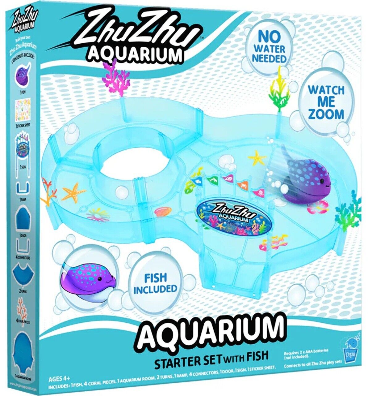 Zhu Zhu Aquarium Starter Set With Fish No Water No Mess Like Real Pet With Wheel