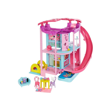 Barbie Dollhouse Chelsea Playhouse with Transforming Areas 20+ Pieces Pool Play